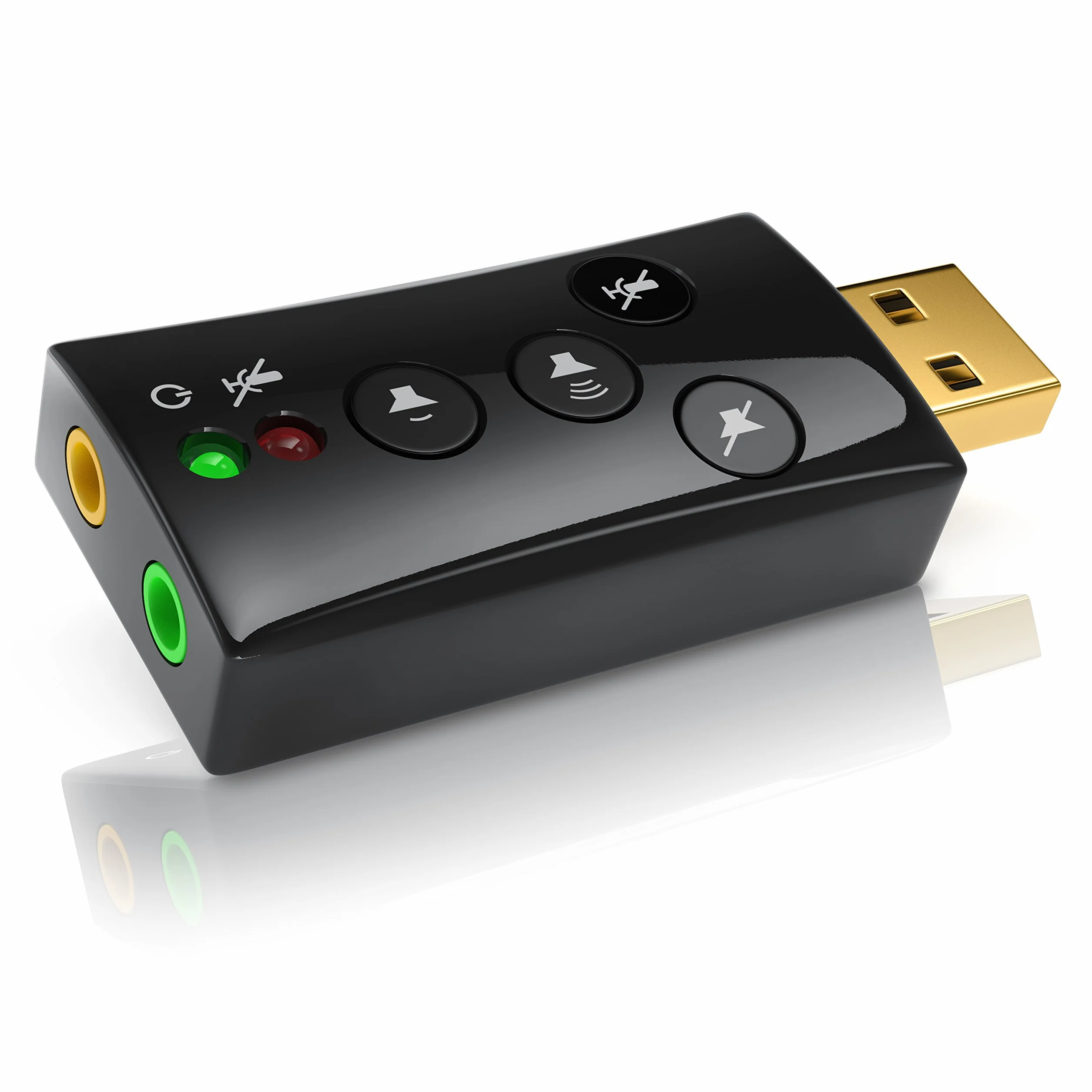 CSL - Scheda Audio USB Esterna Windows Mac Linux- 1x Ingresso Microfono 1x Uscita Cuffie - Dynamic 3D Surround Sound 7.1-4 Tasti Funzione Mic mute, Audio OFf, Volume - LED