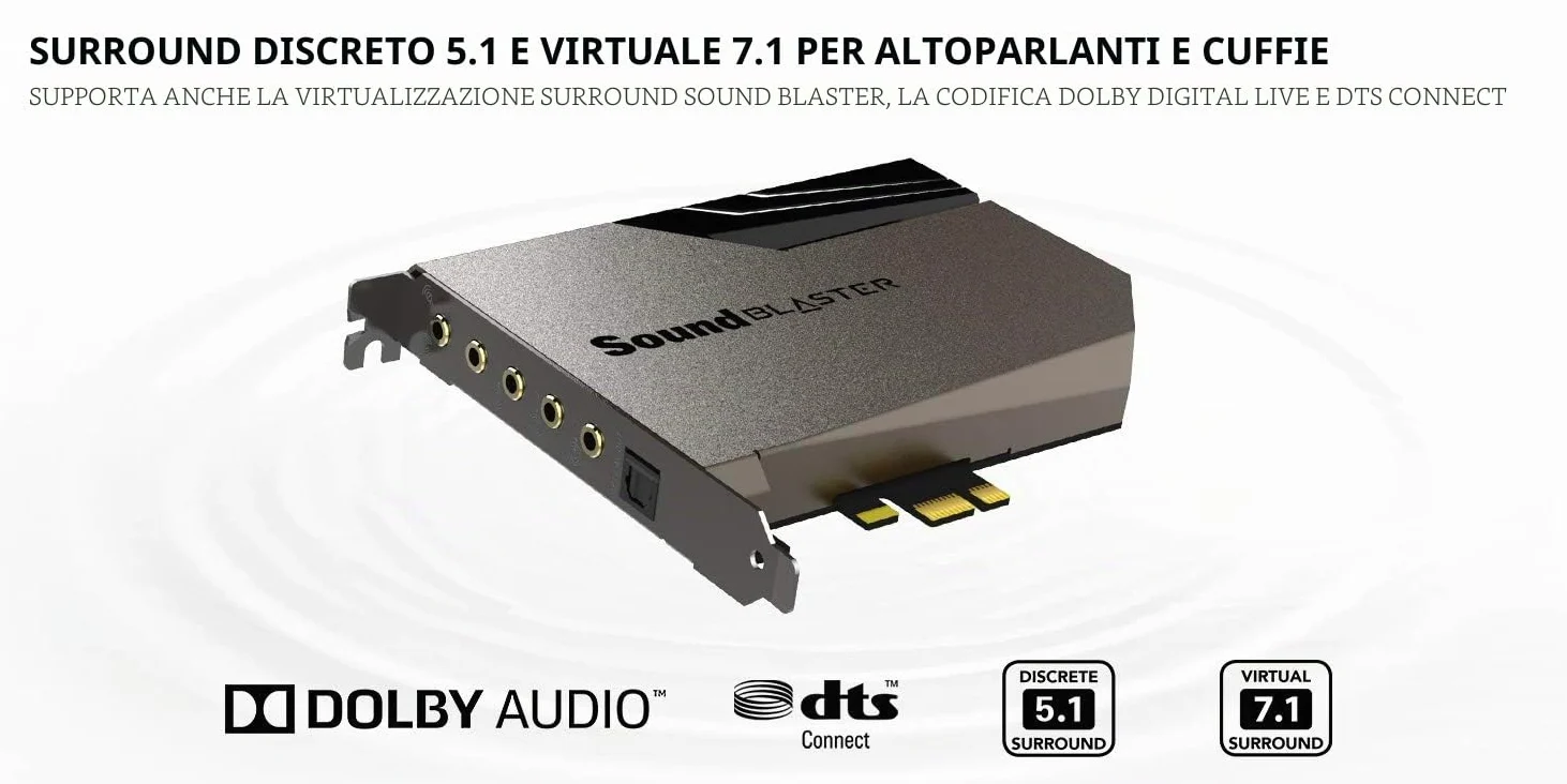 Creative Sound Blaster AE-7 - Scheda audio DAC/amplificatore PCI-e ad alta risoluzione con biamplificatore per cuffie Xamp Discreet e modulo di controllo audio grigio/nero