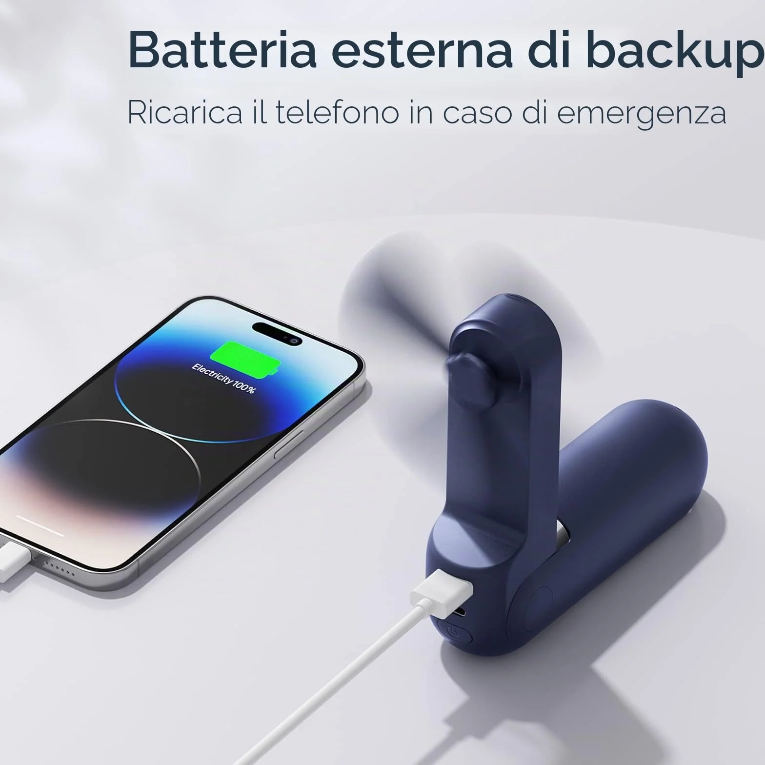 JISULIFE Ventilatore Portatile, Mini 3 In 1 con Batteria Ricaricabile, Ventilatore Tascabile Personale per Viaggi, Rsterni, Power Bank USB, Torcia Elettrica, Regali Ideali Essenziali - Blu
