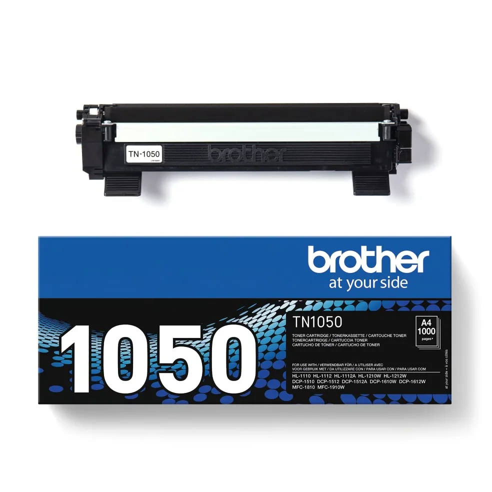 Brother TN1050 Toner Originale fino a 1000 Pagine, per Stampanti DCP1510/DCP1610/HL1112/HL1110/HL1210W/MFC1810/MFC1910W, Colore Nero