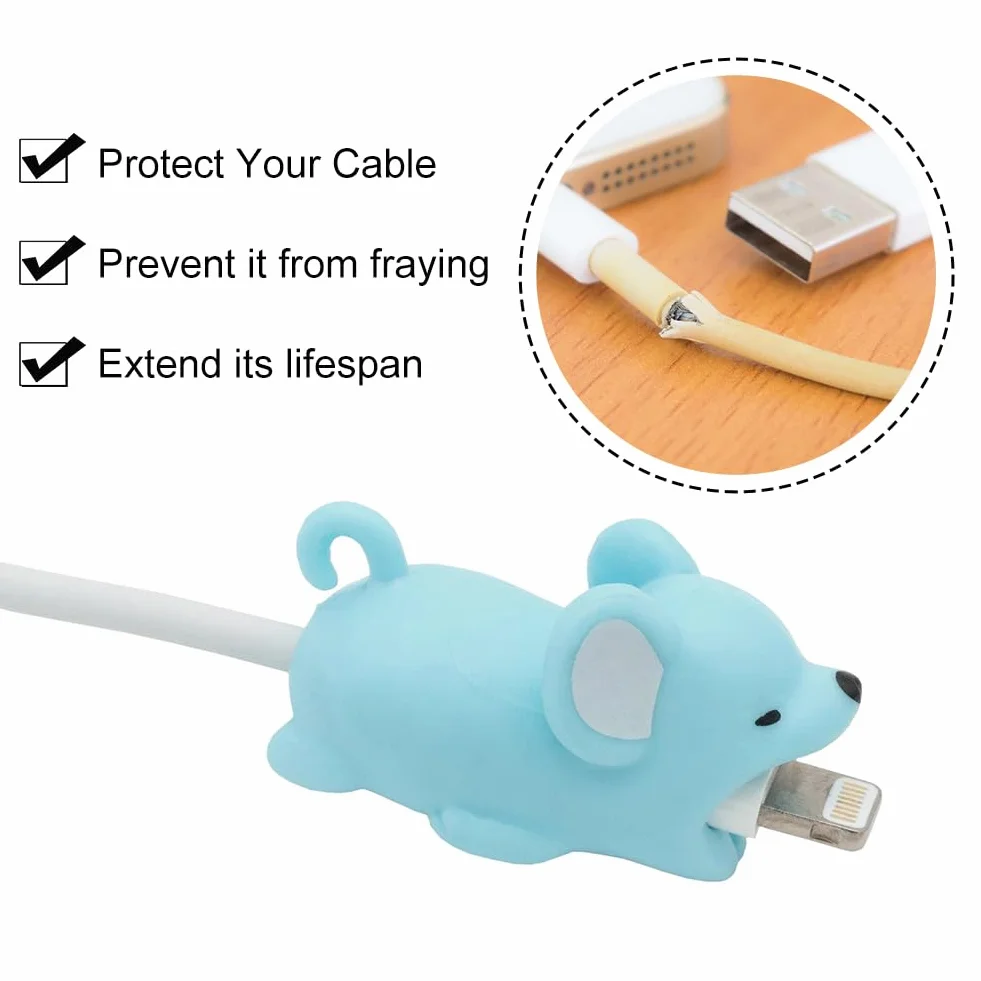 Protezioni per Cavi di Ricarica, Protezione Cavo USB ad Animale, 15 Pezzi Salvacavi per Caricabatterie, Morso per Cavo per Animale Carino, Simpatici Protettori per Caricabatterie, Cavo Cord Protector