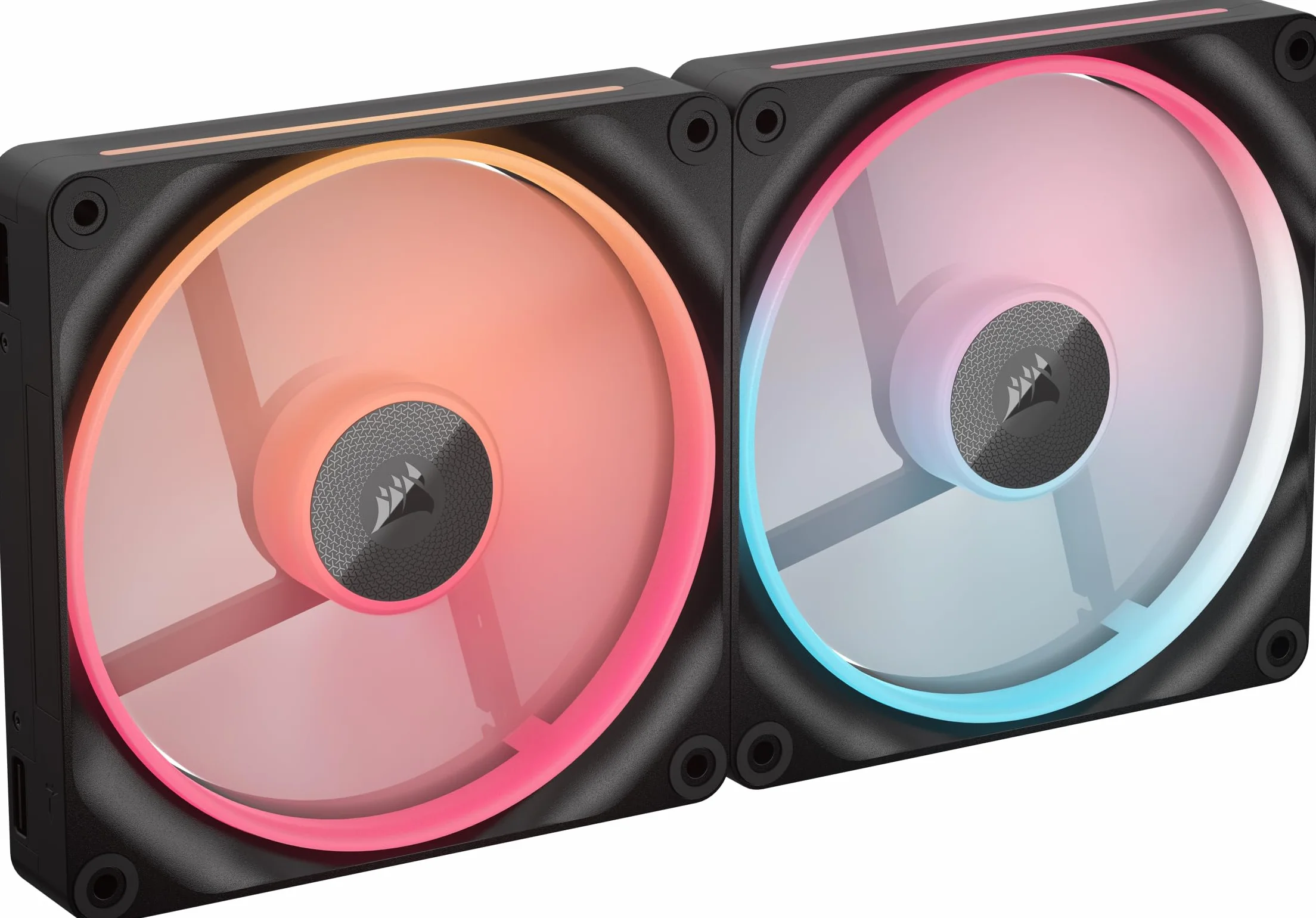 CORSAIR iCUE LINK LX140-R RGB 140mm Ventole PWM Invertite – Kit Doppia Ventola – Basso Rumore, CORSAIR Cuscinetto Magnetico a Cupola, Doppio Anello Luminoso, Viti QuikTurn™, Modalità Zero RPM – Nero