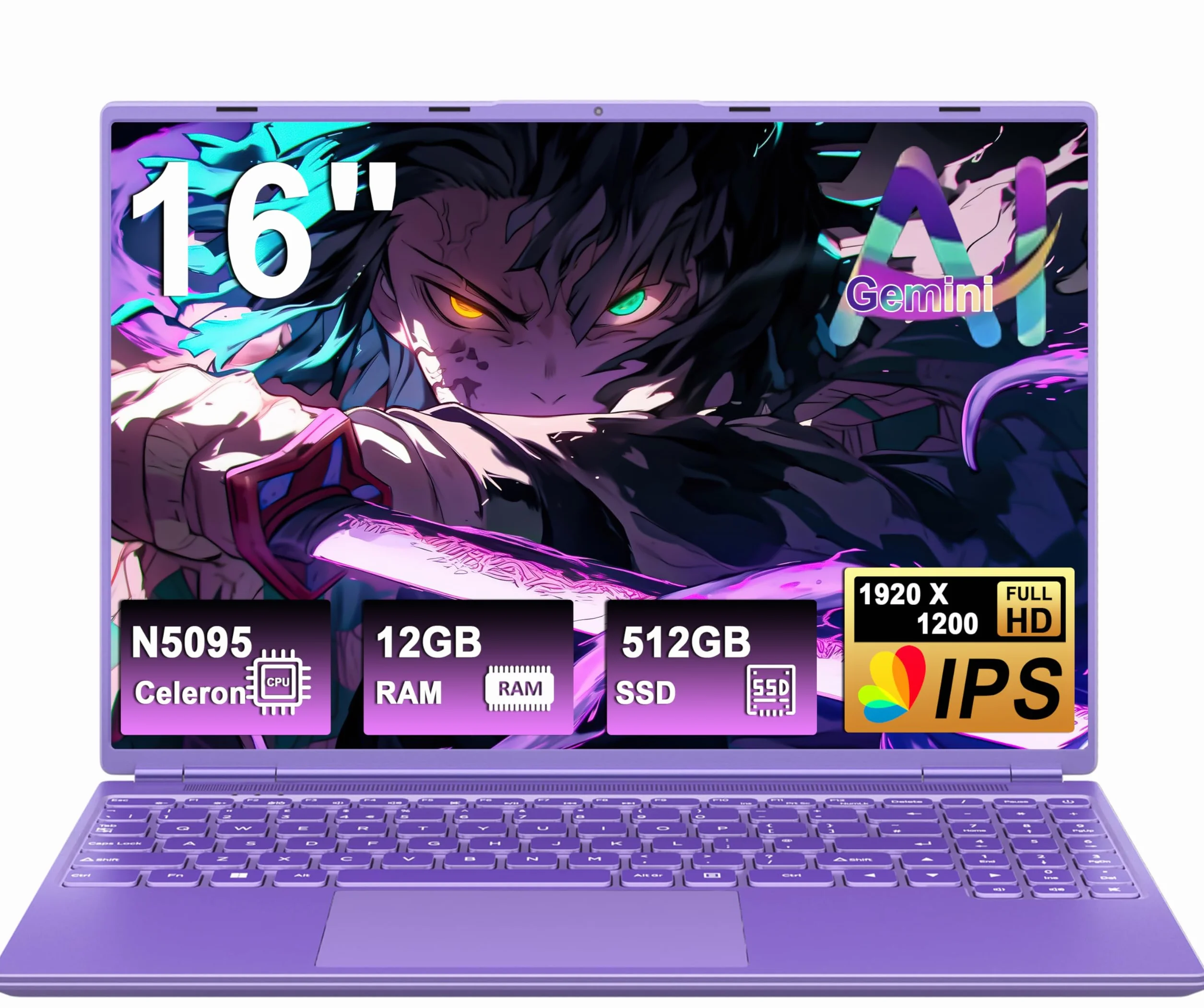 PC Portatile 16 Pollici Win 11 12+512GB 1TB SSD N5095 2.9Ghz Notebook Laptop Viola