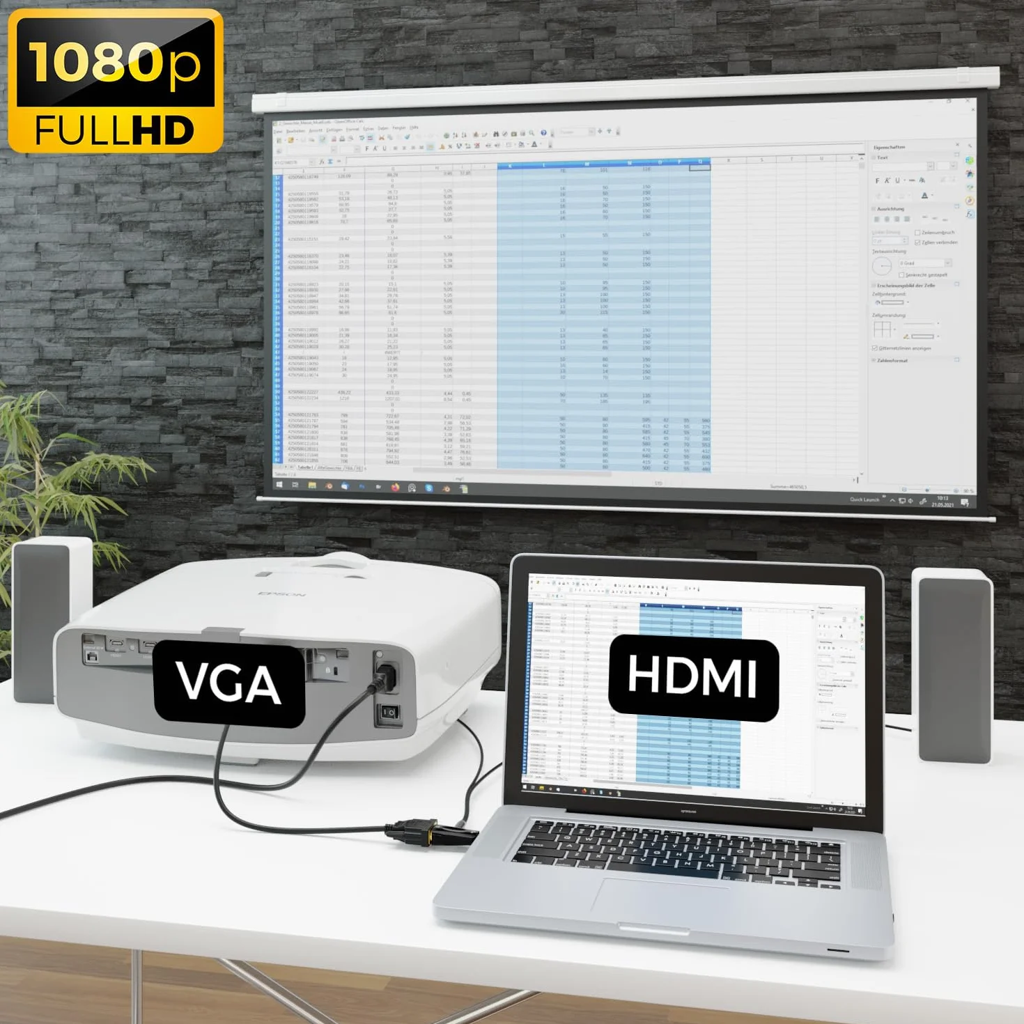 deleyCON Adattatore Convertitore HDMI (Sorgente) a VGA (Display) - 1080p Full HD - (per Monitor/Beamer/Proiettore VGA) + Audio Jack 3.5mm - per PC/Computer/Laptop a Monitor/Beamer - Nero