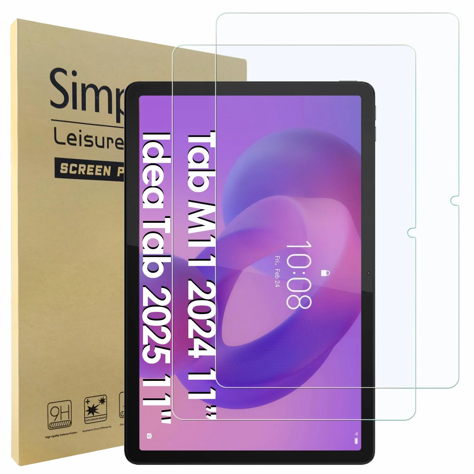 Simpeak 2 Pack Pellicola Protettiva Vetro Temperato per Lenovo Idea Tab 2025 Lenovo Tab M11 2024 11" HD Antigraffio