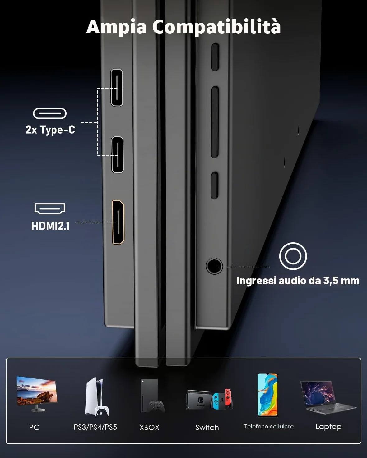 Yodoit Monitor portatile da 19" 4K a 144 Hz, UHD 3840x2160, IPS, secondo schermo esterno per laptop | Connettività USB-C e HDMI, altoparlanti integrati, con Smart Cover, per PC, Mac, PS3/4/5, Xbox