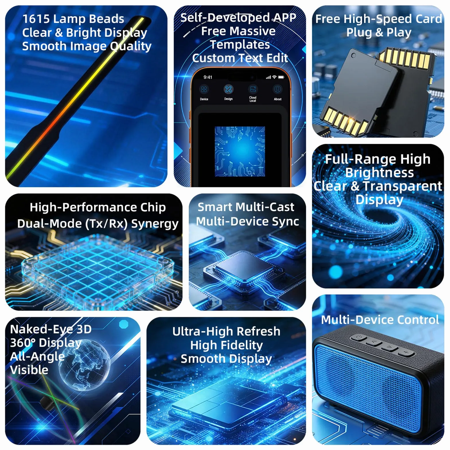 Cuifati Ventola con Ologramma 3D, Proiettore Olografico a LED da 23,6" con Risoluzione 2000x1404, Ventola per Display Pubblicitario a 4 Pale con Telecomando WiFi APP per Negozio Al (Spina europea)