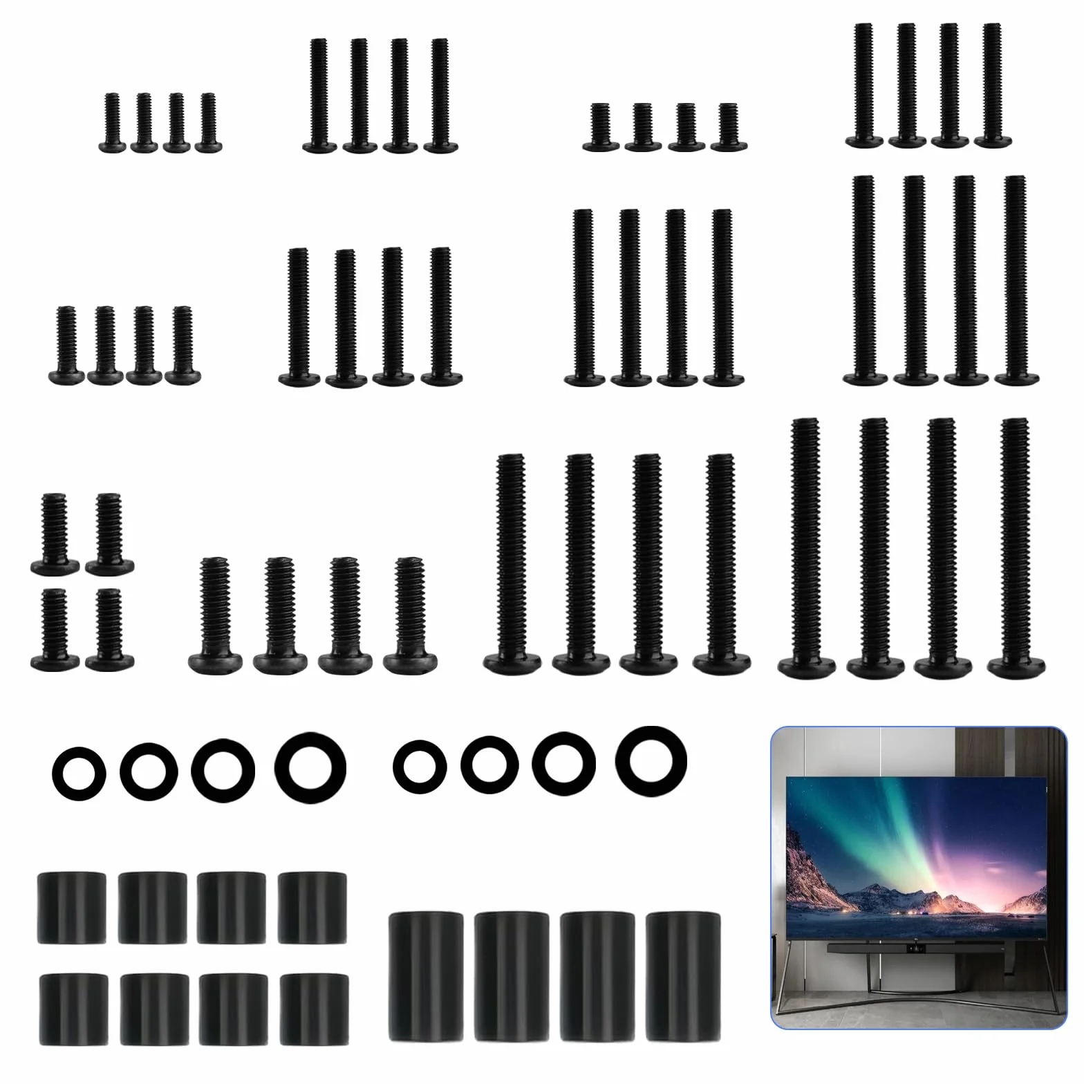 68 PzViti di Montaggio TVs, Kit Hardware di Montaggio TV Universale, Bulloni Viti per Staffa TVs, M4 M5 M6 M8 Viti VESA Supporto TV Monitor per Supporti da Parete TVFino a 80 Pollici