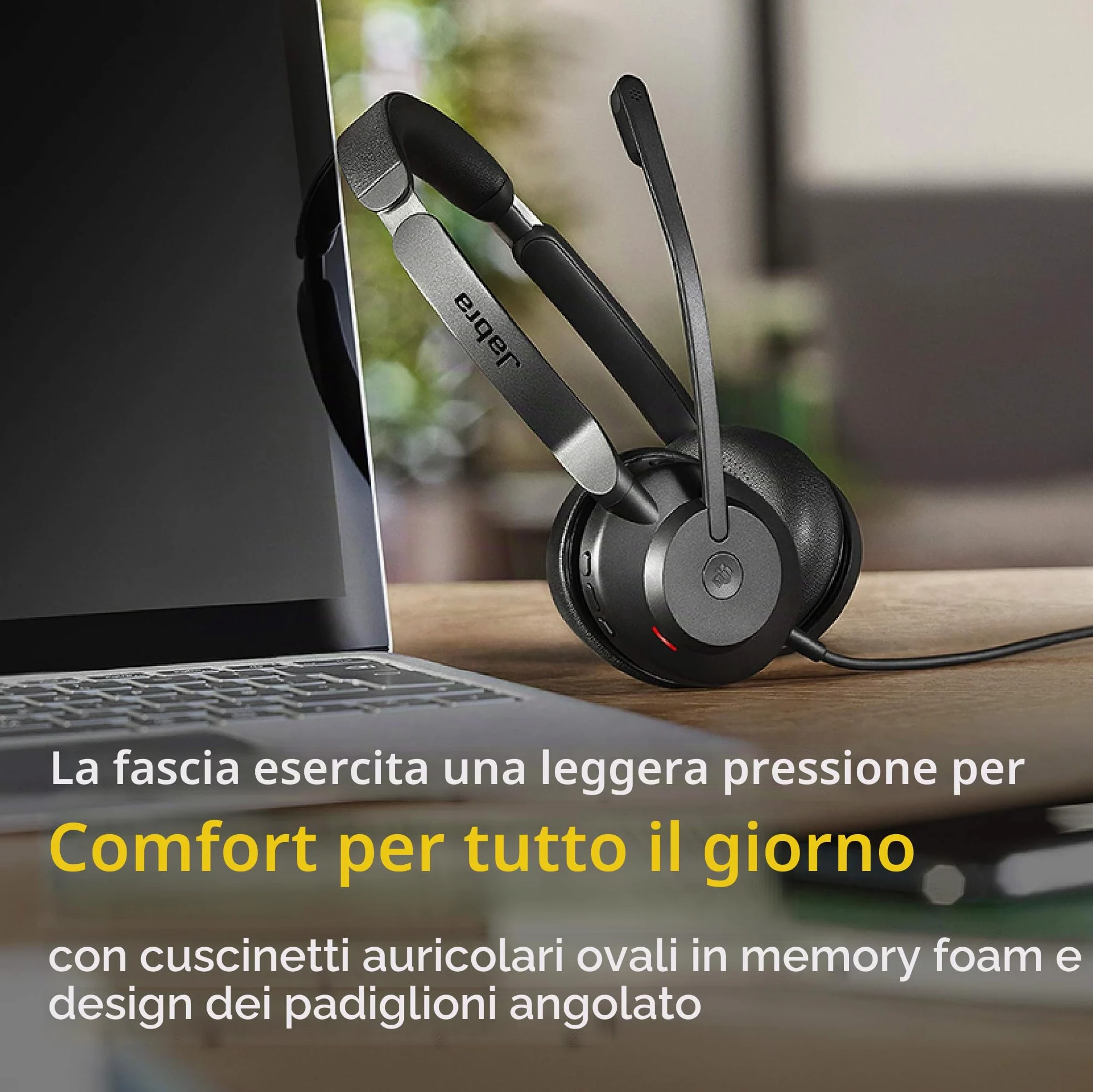 Jabra Evolve2 30 MS Cuffie cablate, USB-A, stereo, nero – Leggero auricolare portatile con 2 microfoni incorporati – Cuffie da lavoro con audio superiore e comfort affidabile