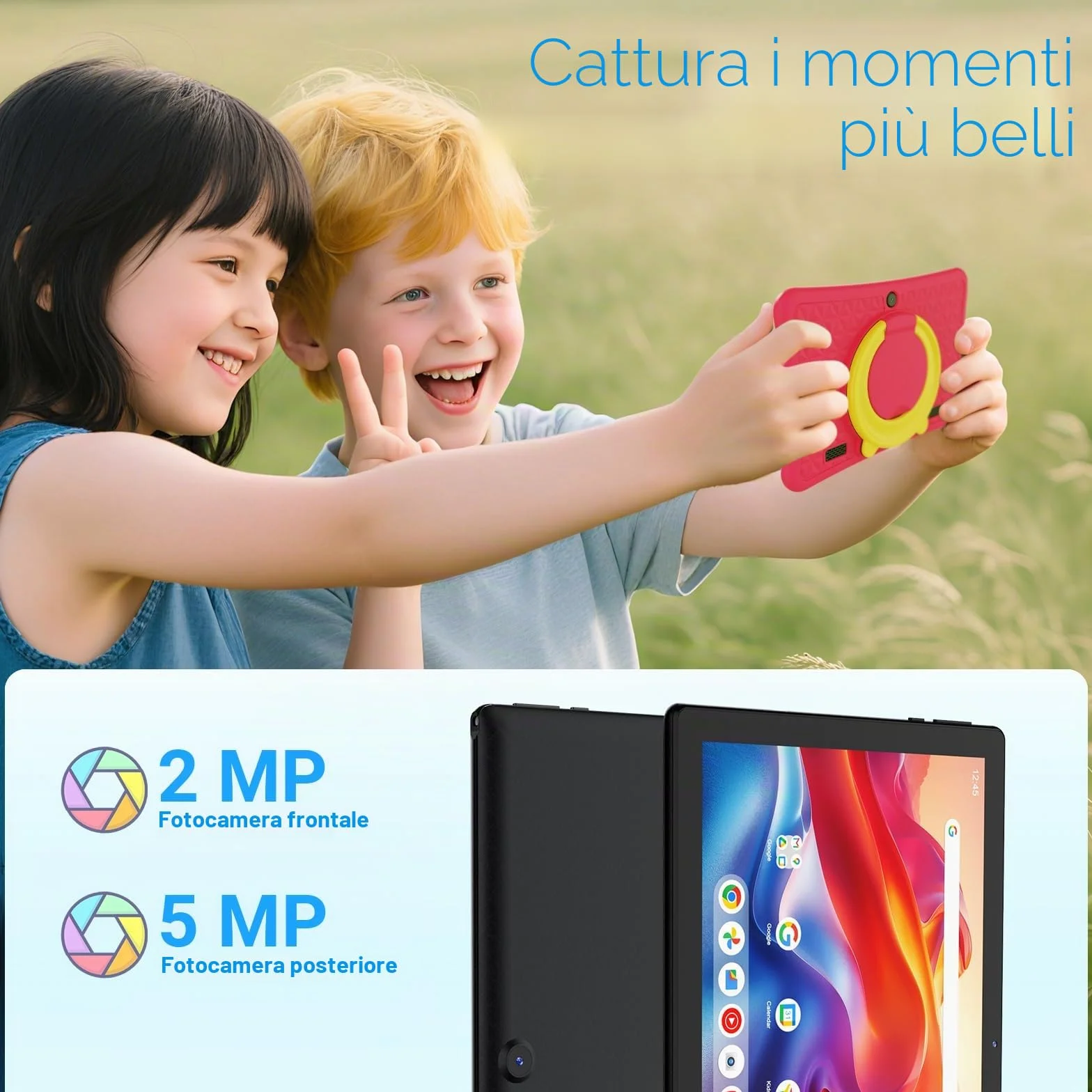 DigiLand Android 15 Tablet Bambini 10,1 Pollici,6GB RAM + 32GB ROM (espandibile), Controllo Parentale, App Bambini Preinstallate, Doppia Fotocamera, con Custodia Protettiva (10 Pollici Rosa 32GB)