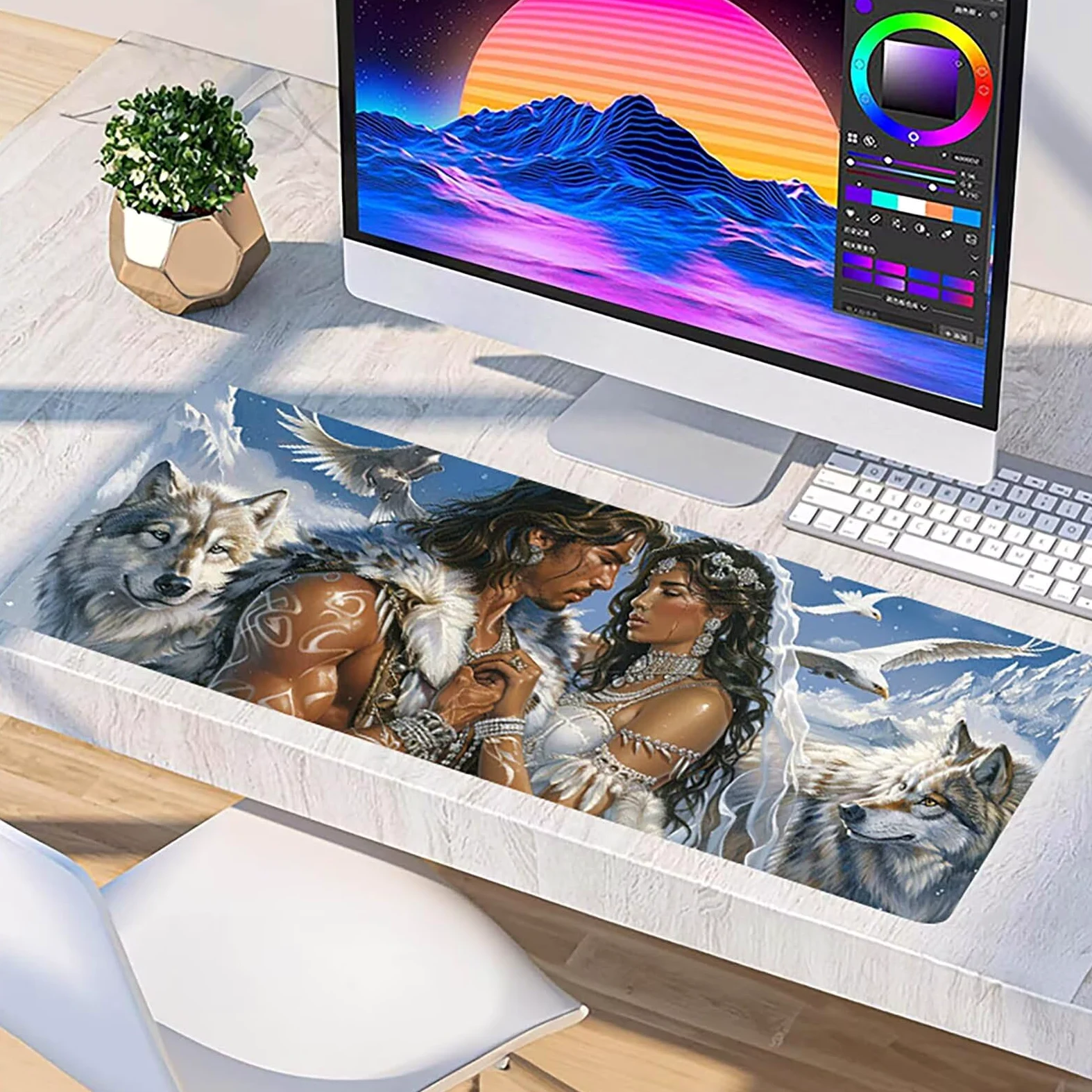 Tappetino Mouse XXL 1500 x 800 mm, Tappetino Mouse Coppia, Gaming Mousepad Migliorare la Velocità e la Precisione, Mouse Pad con Base in Gomma Antiscivolo, Ufficio Accessori Gaming, Bianco Q-5612