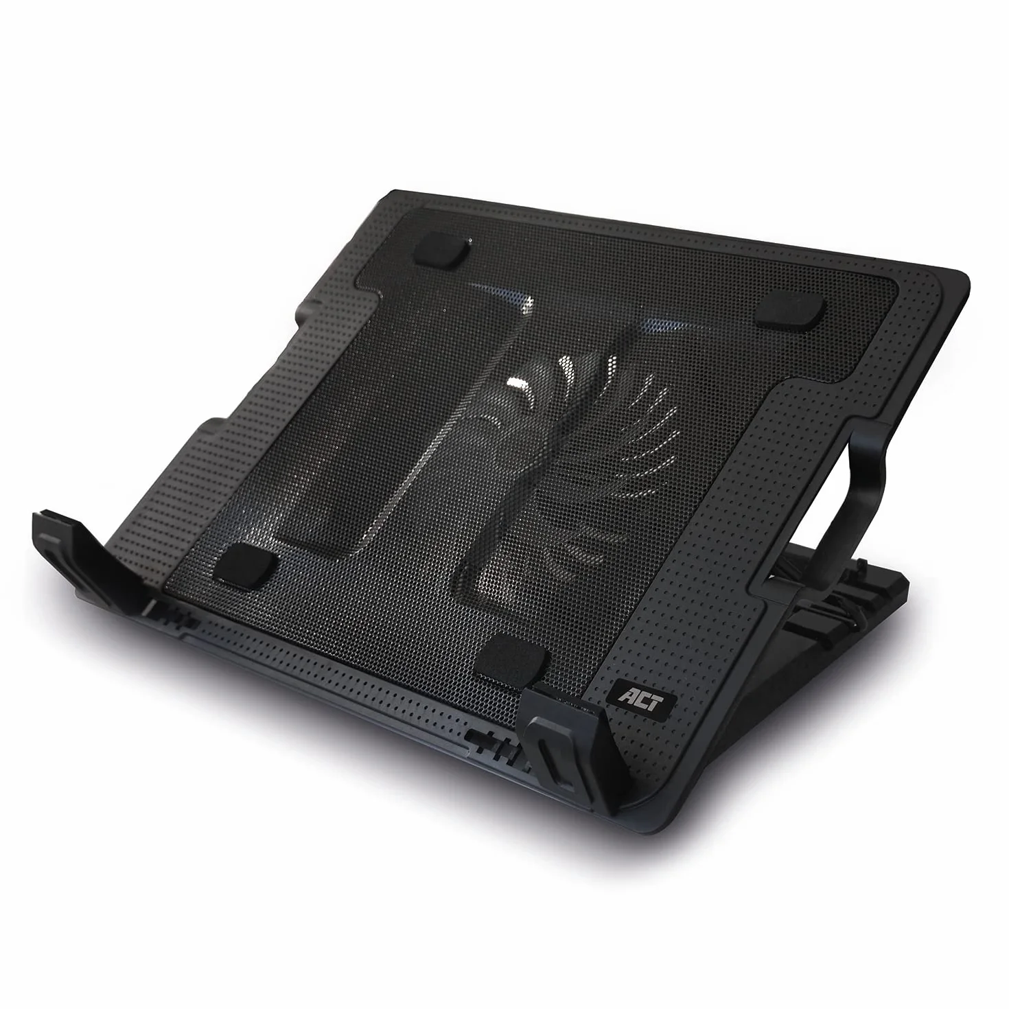 ACT Supporto di raffreddamento per laptop da 17", regolabile in altezza (5 posizioni ergonomiche), 1 ventola silenziosa per ufficio, porta USB - AC8110