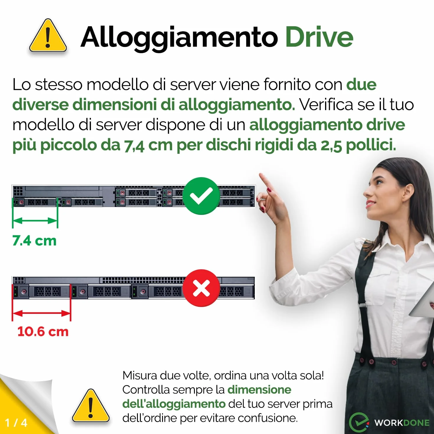 WorkDone 2 pezzi Caddy per disco rigido da 2,5 pollici Compatibile con PowerEdge Dell - R440 R640 R740 R740xd R940 R7415 R7425 DXD9H di 14° generazione - Vassoio della staffa Hot Swap SSD SAS NVMe
