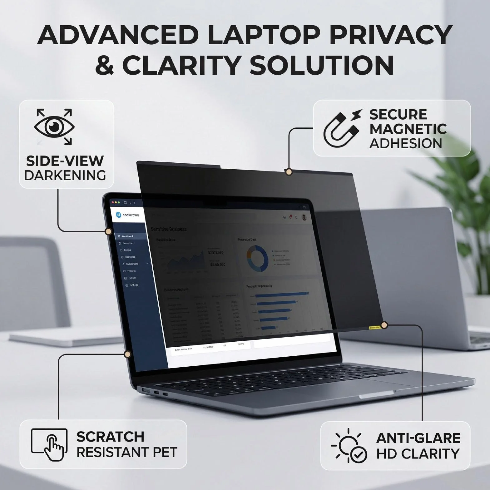 Cuifati Schermo per la Privacy del Laptop da 15,6 Pollici, Filtro Magnetico Antiriflesso con Materiale PET Antigraffio per Monitor 16:9, Angolo di Visione Chiaro