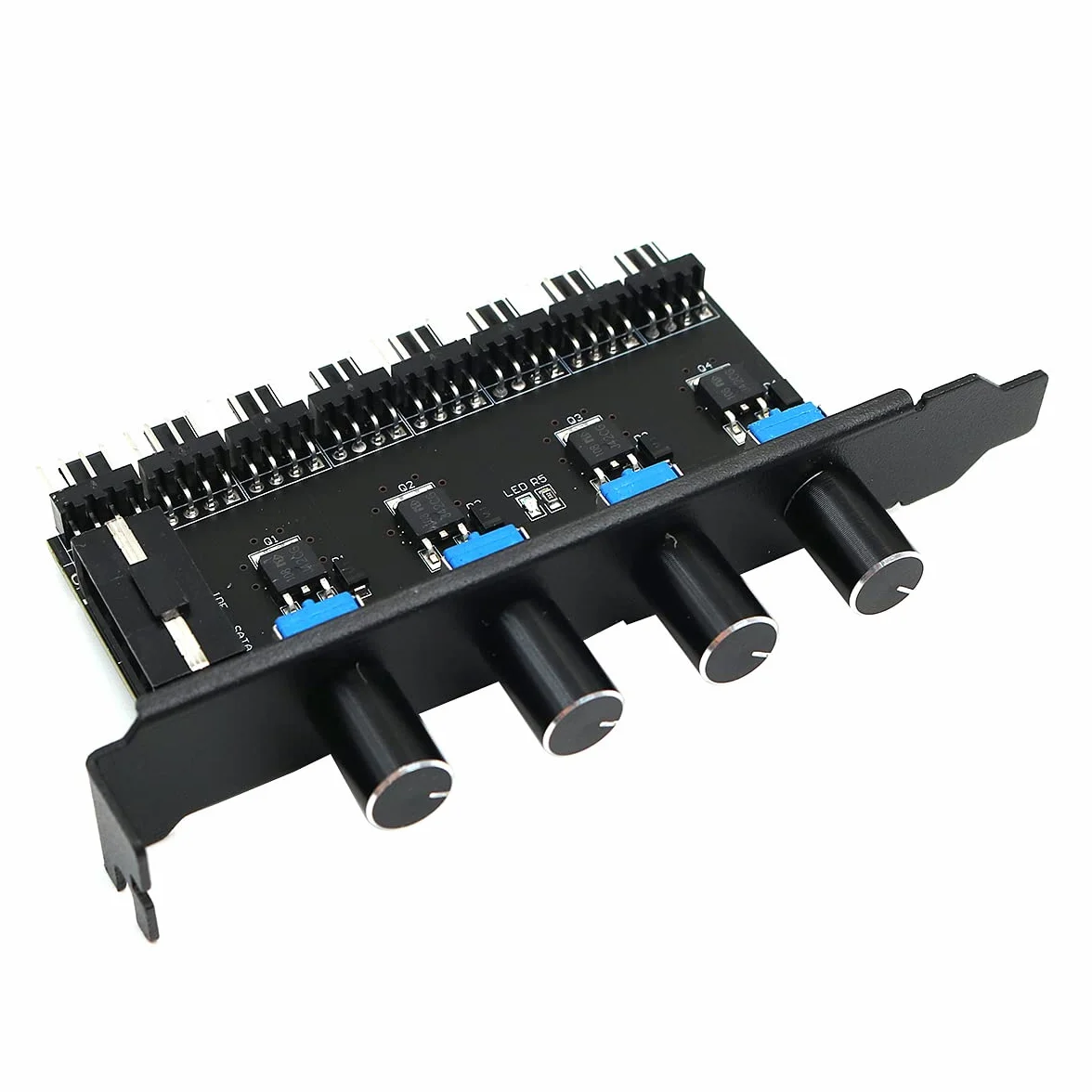 POFET Chassis Fan Hub PC 8 canali Fan Hub 4 manopola Regolatore di velocità della Ventola di Raffreddamento per CPU Chassis Staffa PCI Controllo Ventola da 0 a 12V