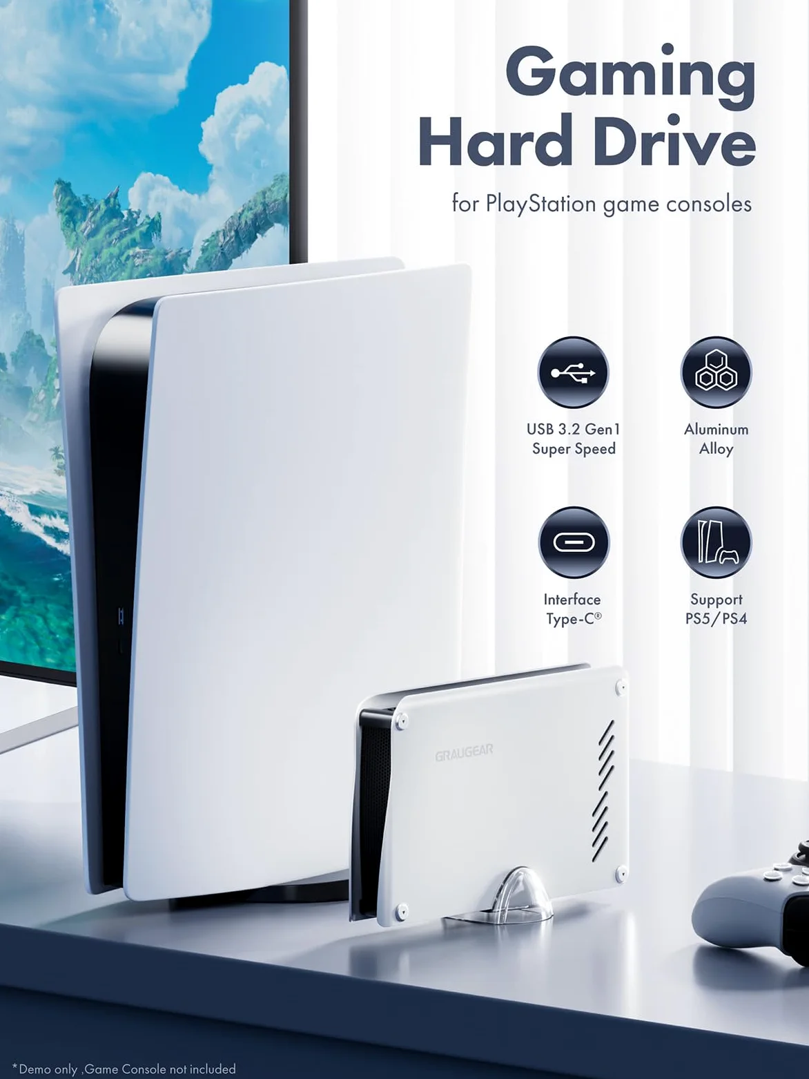 GRAUGEAR Disco rigido da 6 TB in alluminio per PS5, Slim, Pro 3,5 pollici HDD, formattato per PS5/PS4, ideale per giochi e spazio di archiviazione