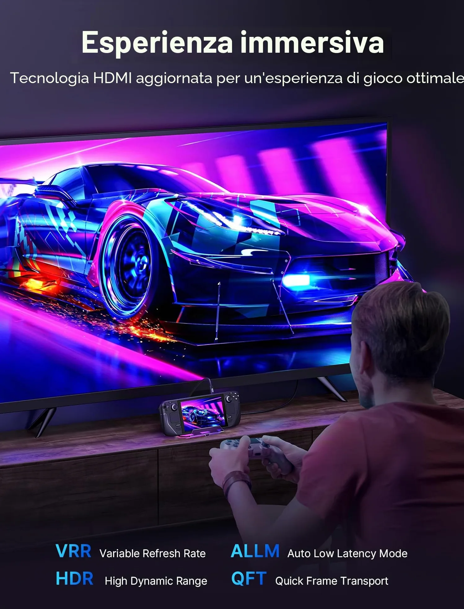 JSAUX RGB Docking Station Compatibile con Steam Deck (OLED)/ROG Ally/Legion Go, Dock Steam Deck 12 in 1 con 4K@120Hz HDMI e DisplayPort Gigabit Etherne USB C 3.2 USB A 3.2, Supporto VRR, ALLM, HDR