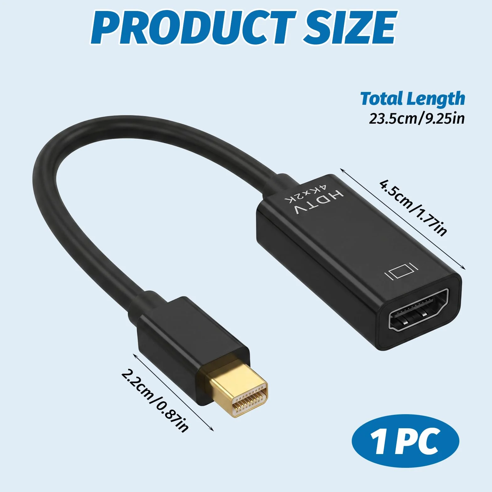Adattatore Display Port HDMI, Mini Displayport to HDMI, UHD 4K 30Hz, 2K 60Hz, 1080P 120Hz, Unidirezionale per MacBook Air/Pro Microsoft Surface Pro/Dock Laptop Monitor Proiettore