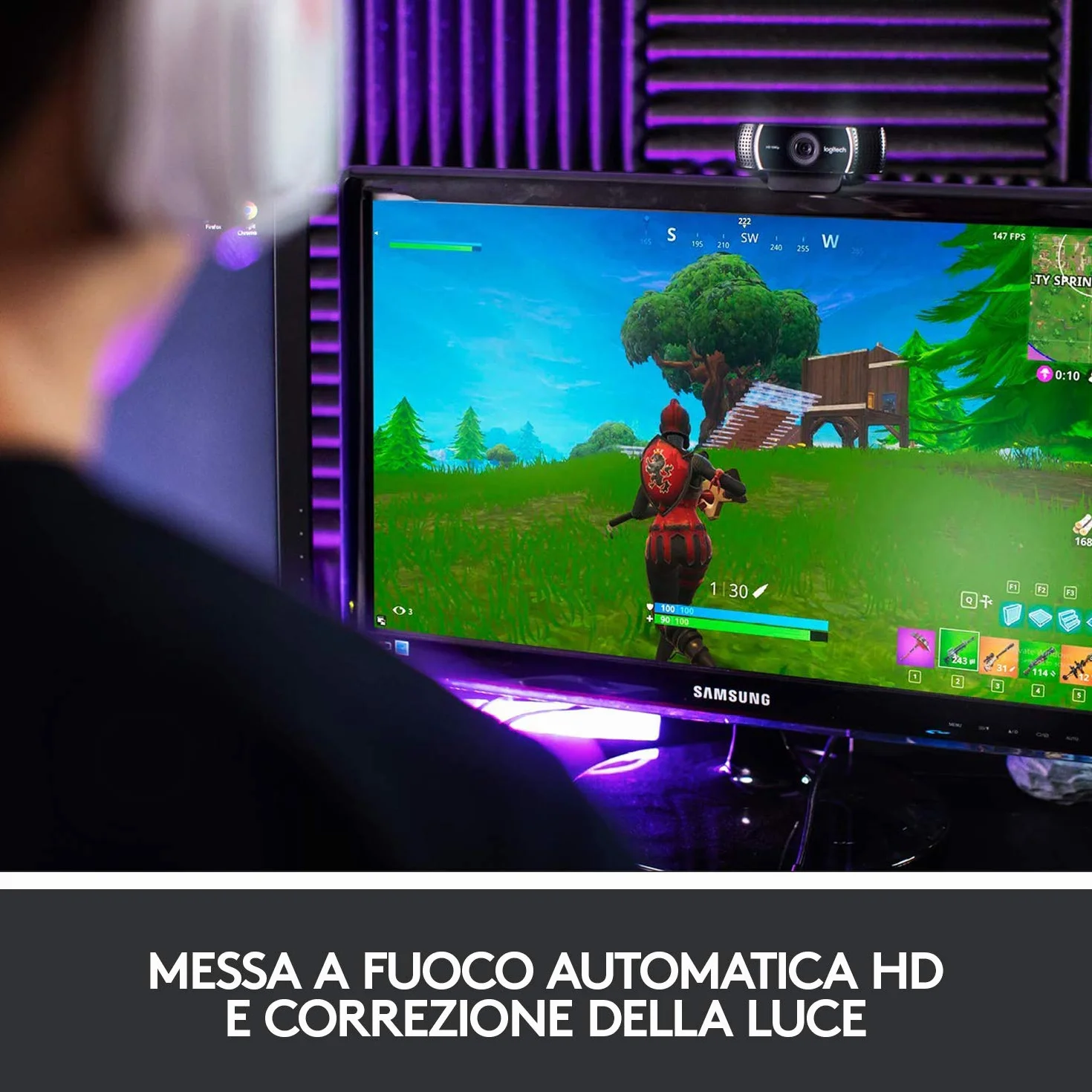 Logitech C922 Pro Stream Webcam, Streaming Hyperfast HD 1080p/30fps o HD 720p/60fps, Correzione Luce HD, Autofocus, Audio ‎Stereo, Per YouTube, Twitch, XSplit, ‎PC/Mac/Laptop/Macbook/Tablet - Nero