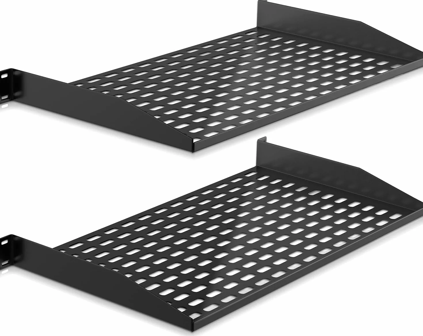 Pyle 2 Pezzi Mensola per Rack 48 cm 1U, Armadio Rack Ventilata, Nero