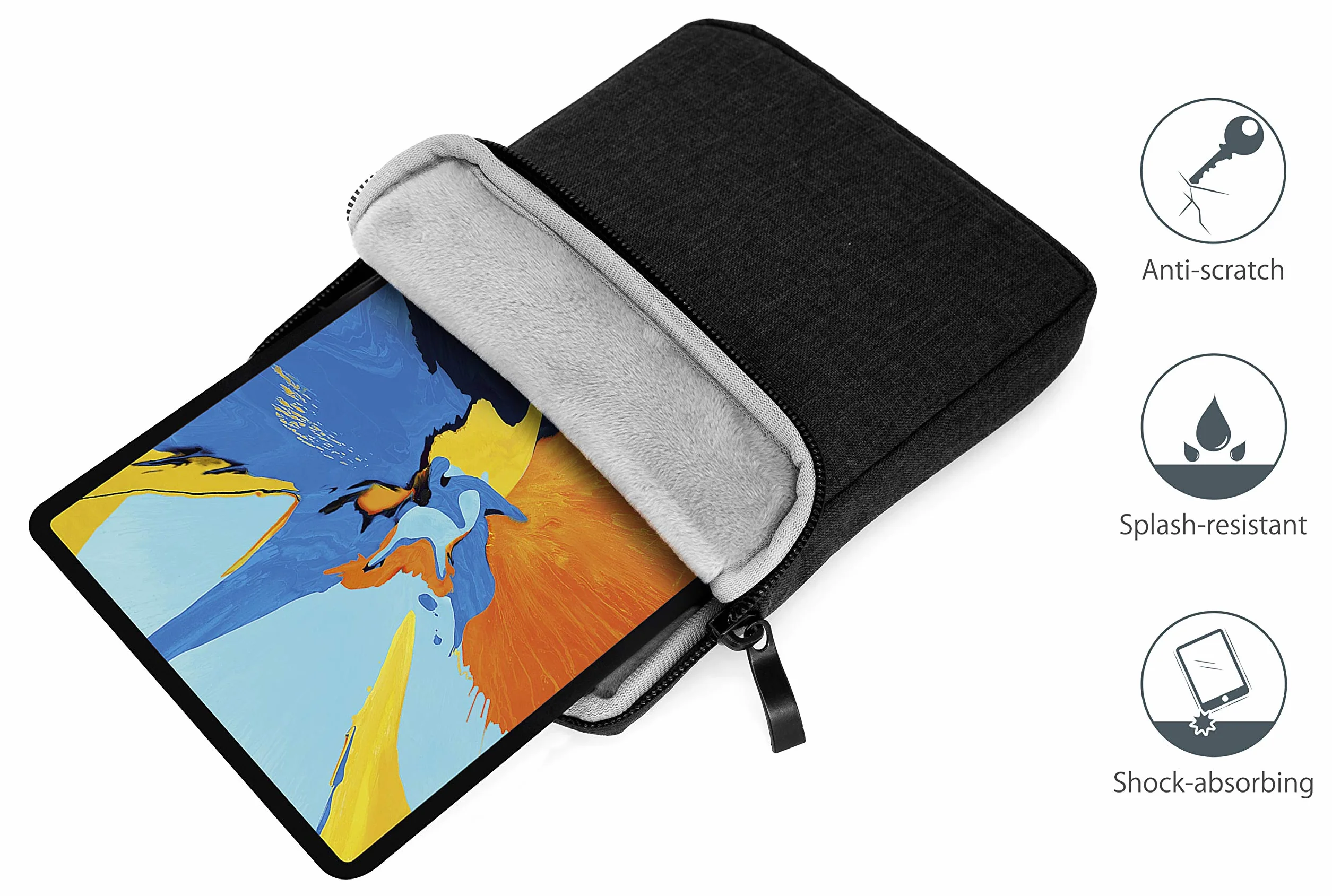 MyGadget Borsa Nylon per Tablet fino a 11 Pollici - Custodia Protettiva per 26 x 19,5 cm - es. iPad, Samsung Galaxy Tab S7 A7 - Sleeve in Nero