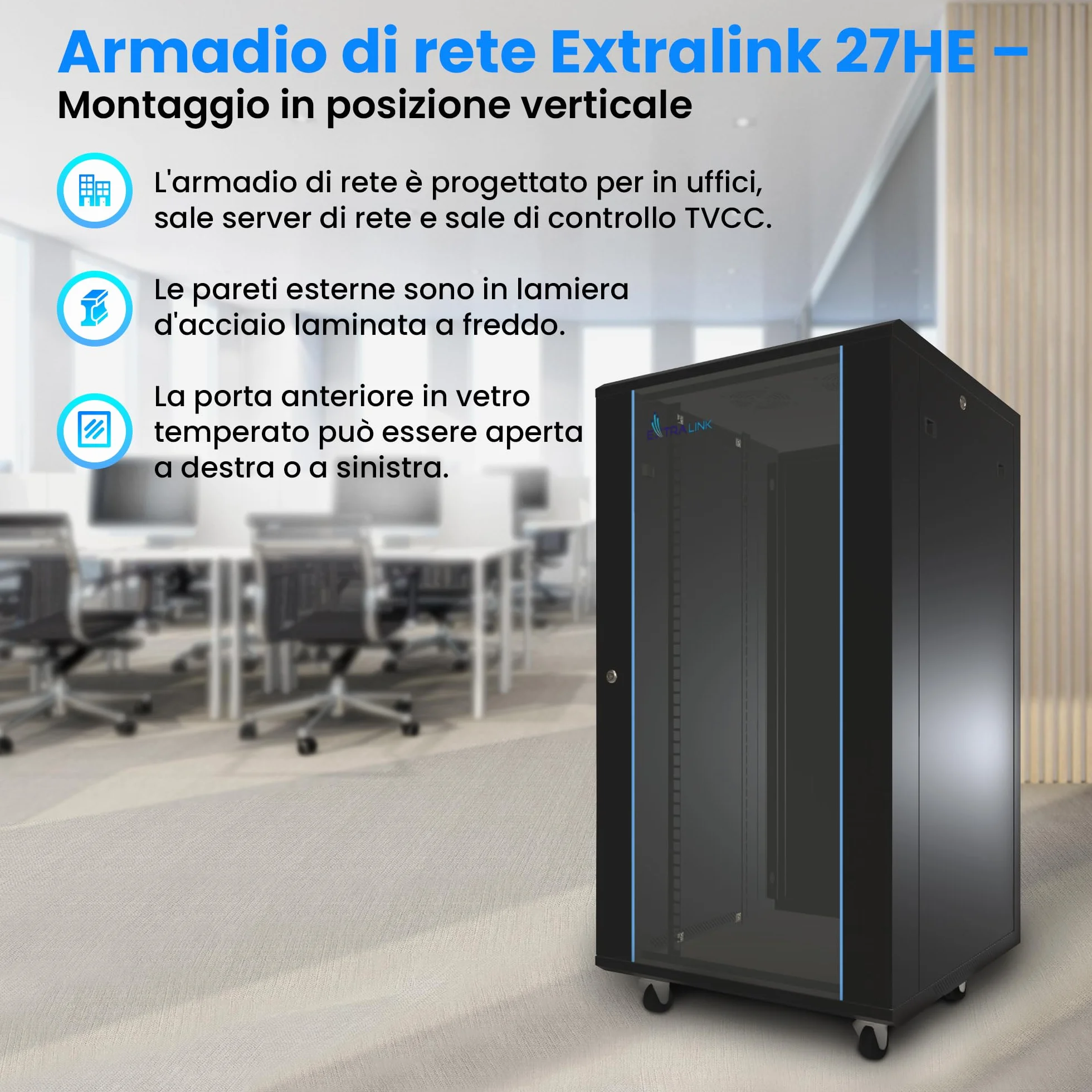 Armadio di rete da 19 pullici 27 U 600x600 pannelli laterali rimovibili autoassemblati Armadio rack 19 pollici per UPS Switch vetro temperato nero Armadio rack per server