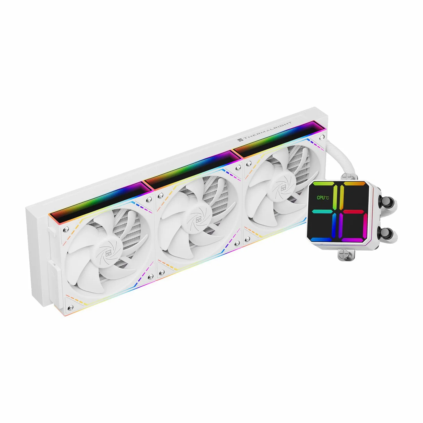 Thermalright Magic Qube 360 ARGB White - Raffreddatore per CPU 360 Aio, tre ventole TL-M12QW PWM, testa di raffreddamento digitale per AM4/AM5, Intel LGA1851/1700/1150/1151/1200