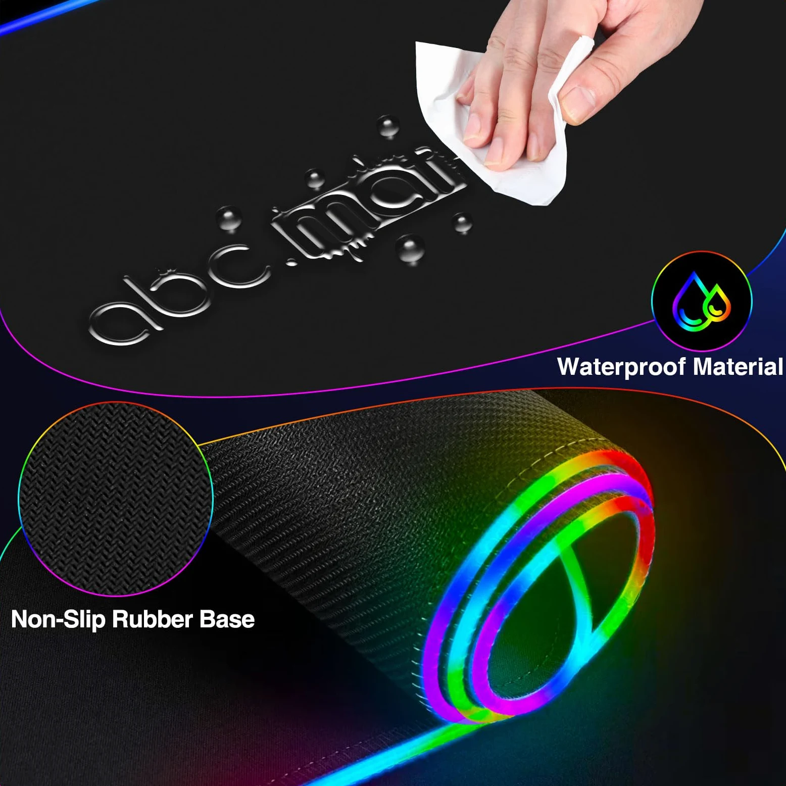 Tappetino per mouse da gioco XXL RGB LED con caricabatterie wireless magnetico e supporto pieghevole per telefono, 80 x 30 cm, tappetino da scrivania ultra liscio, 25 effetti di luce, base antiscivolo