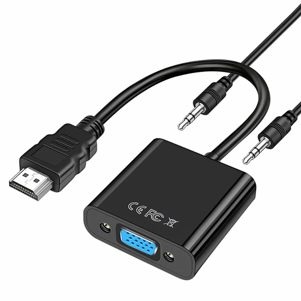 Vinmooog Adattatore HDMI a VGA Cavo HDMI su VGA adattatore hdmi vga,1080P cavo hdmi vga adattatore hdmi in Oro con porta audio da 3,5mm per Pc,Laptop,Proiettori,PS4/3