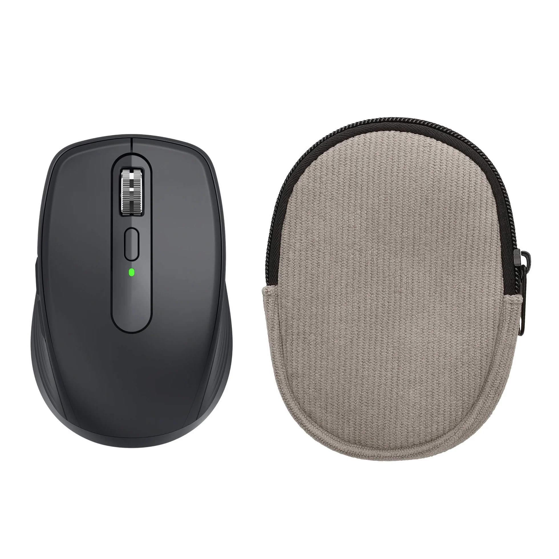 kwmobile Custodia Mouse Wireless per Logitech MX Anywhere 3 / Anywhere 3S - Cover Mouse Wireless Gaming con Cerniera - Astuccio in Velluto a Coste e Neoprene - Grigio