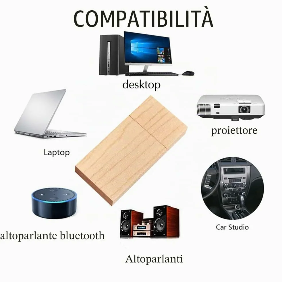 Confezione da 10 chiavette USB di memoria in legno, disco USB memory stick (2.0 16 GB, legno d'acero)