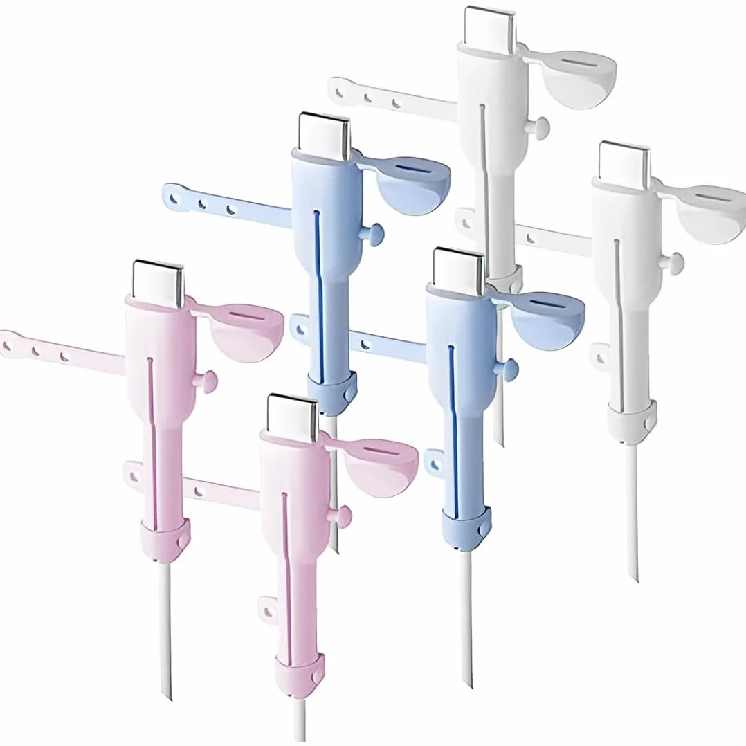 6 Pezzi Proteggi Cavo Cellulare, 2 in 1 Proteggi Caricatore, Gel di Silice Protezione Cavo Caricabatterie con Copertura Antipolvere, Simpatico Protezion Cavo per Cavo USB - C a due estremità