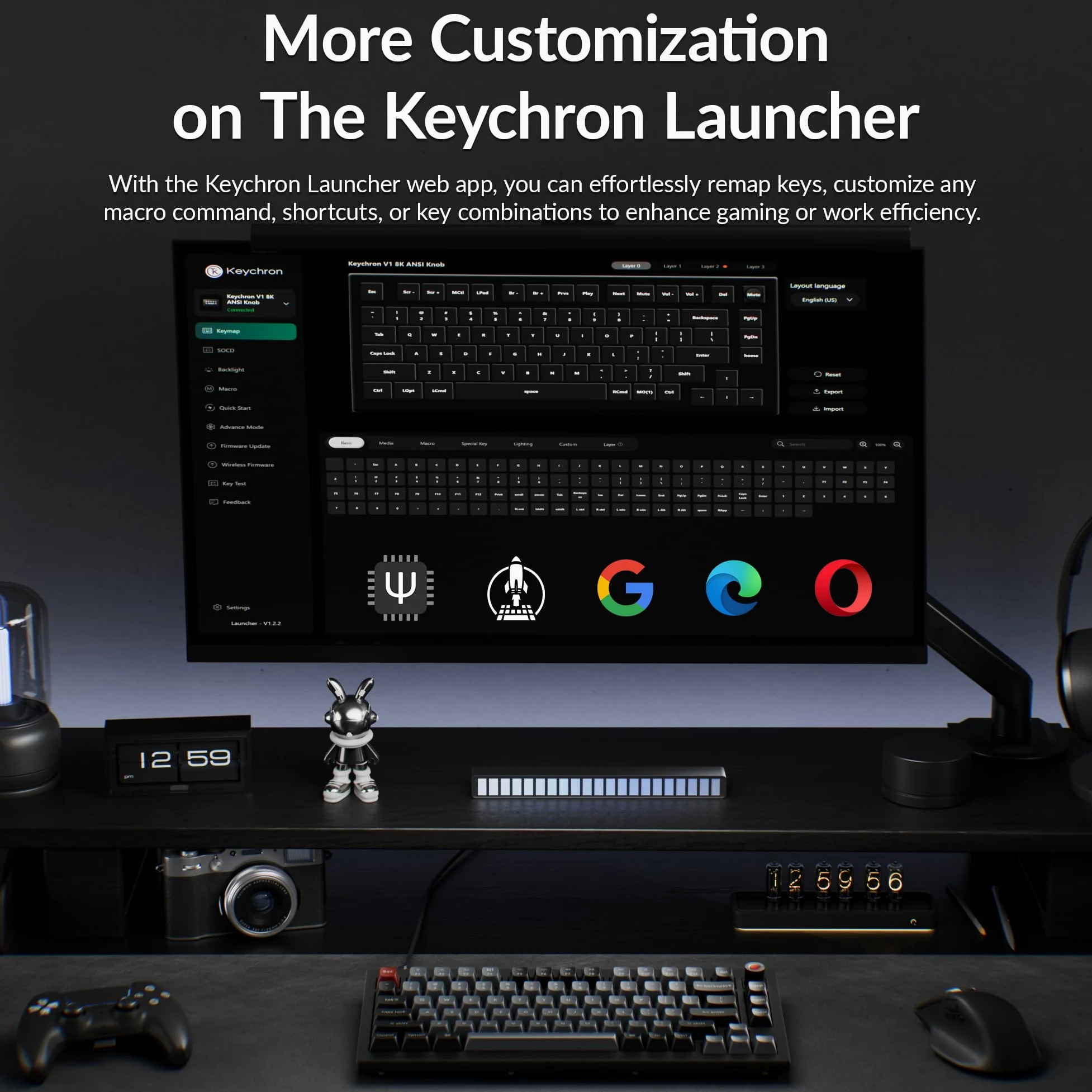 Keychron V1 Tastiera meccanica personalizzata 8K, layout cablato 75%, latenza ultra bassa 8000Hz, QMK programmabile, interruttori marroni sostituibili a caldo, RGB, per giocatori e dattilografi