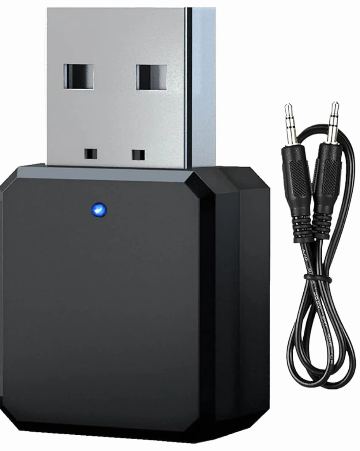 Nuovo ricevitore Bluetooth USB per auto 2025 5.1 con AUX da 3,5 mm, interfaccia USB Plug and Play, microfono integrato, doppia connessione per auto/PC/TV/altoparlanti cablati