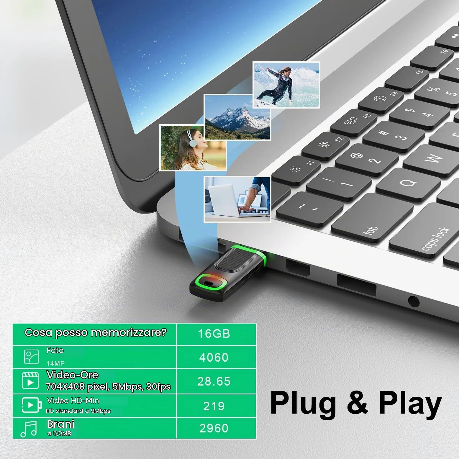 KEXIN 32 GB Chiavetta USB 10 Pezzi USB Pen Drive Chiavette USB Cap Penna Memoria Flash Unità Pennetta Thumb Drive Pendrive Memoria Stick USB Flash Drive Per PC Tablet TV Auto (Verde)