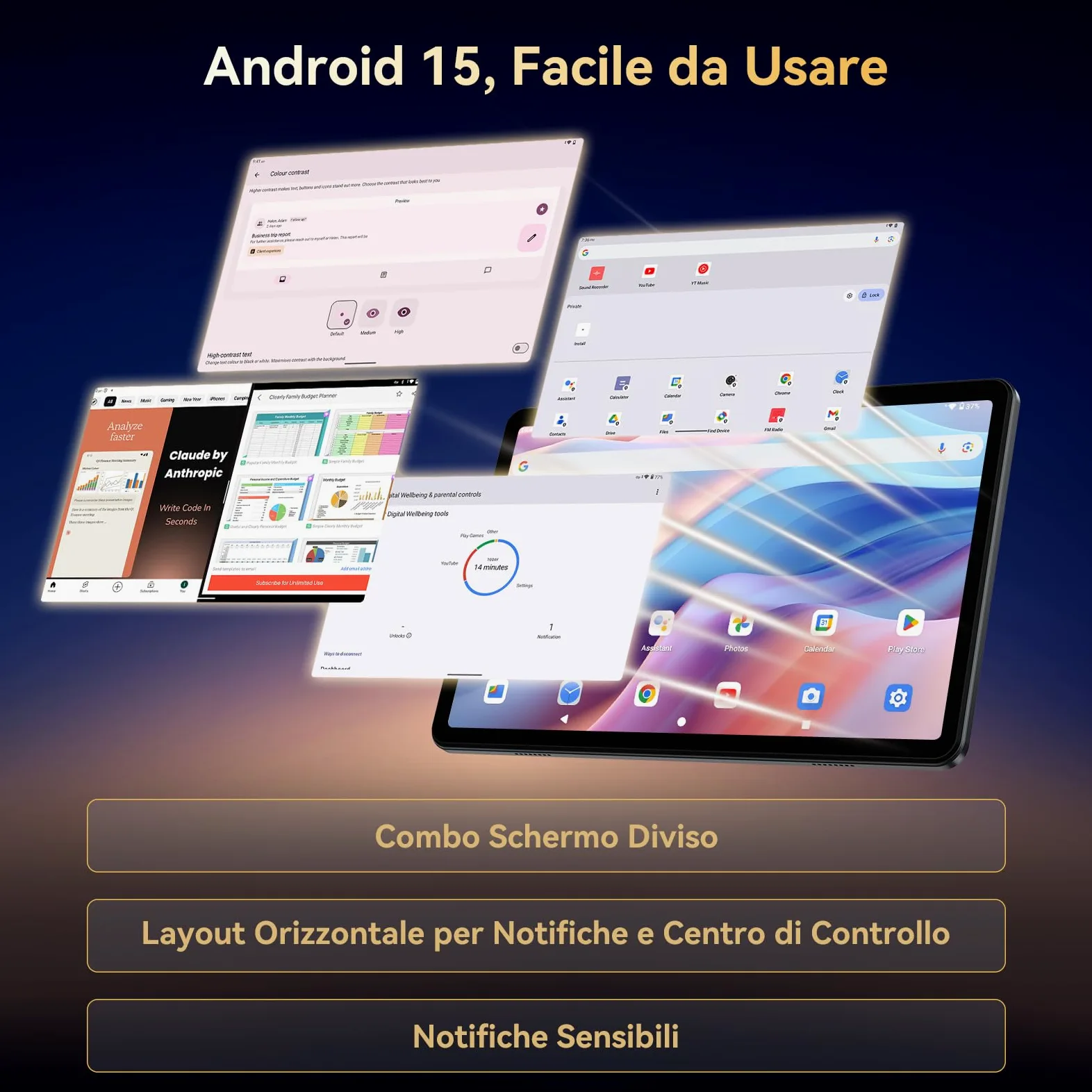 TABWEE Tablet con Tastiera e Penna, 18 GB RAM+ 128GB ROM (2 TB TF) | Tablet in Offerta 10 Pollici, Android 15, 6000 mAh, 5MP+2MP, Gemini AI, 5G WIFI, GPS, 3.5mm Jack Port (4 Anni Garanzia)