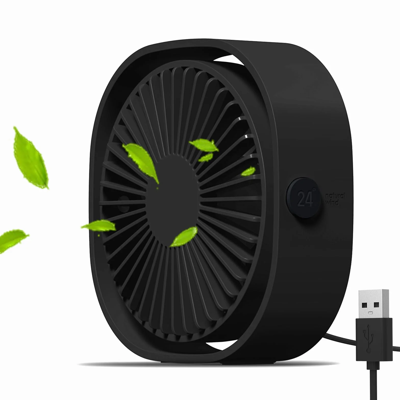 Simpeak Ventilatore USB Scrivania, Mini Ventilatore Tavolo con Raffreddamento Silenzioso Portatile, 3 Velocità Regolabile 360° Rotazione per Casa Ufficio Viaggi, Nero Puro