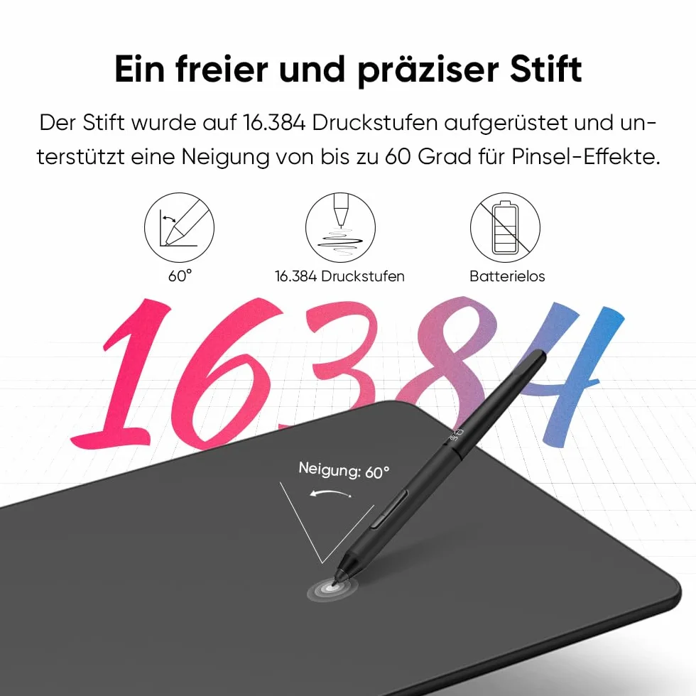 XPPen - Tablet grafico Deco 01v3 Tablet grafico disegno senza schermo principiante con pennino a 16 K (16384) livelli di pressione, 8 scorciatoie personalizzabili, 10 pollici