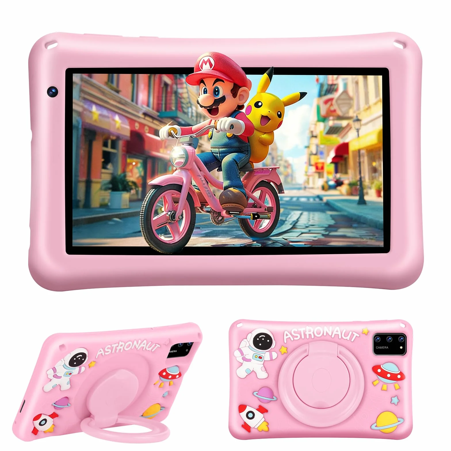 Tablet Bambini 7 Pollici Android 13 Octa Core 8GB RAM 64GB ROM Espandibile 256GB Schermo IPS Controllo Parentale Custodia Antiurto Rosa