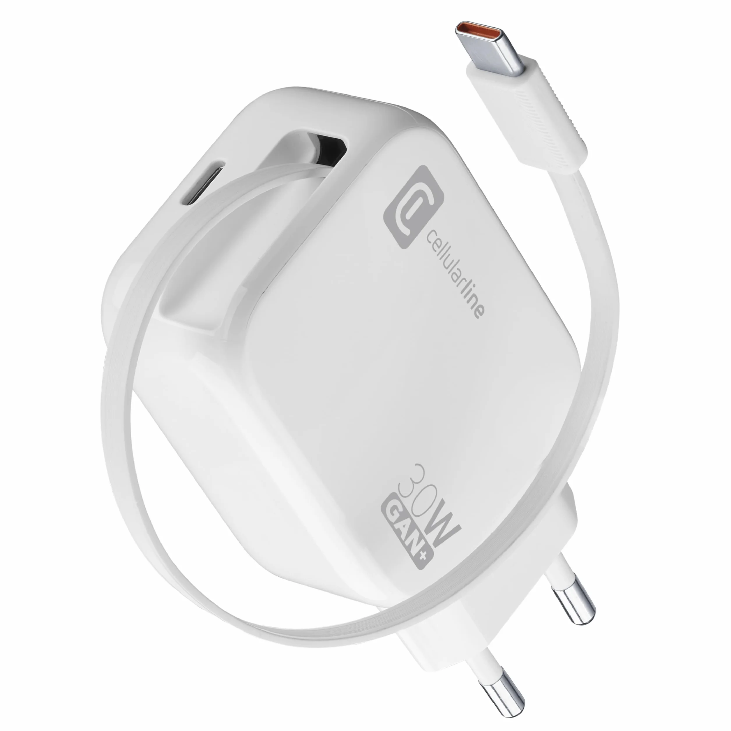 Cellularline Caricabatterie da Rete 30W GaN USB-C Power Delivery Compatto Bianco