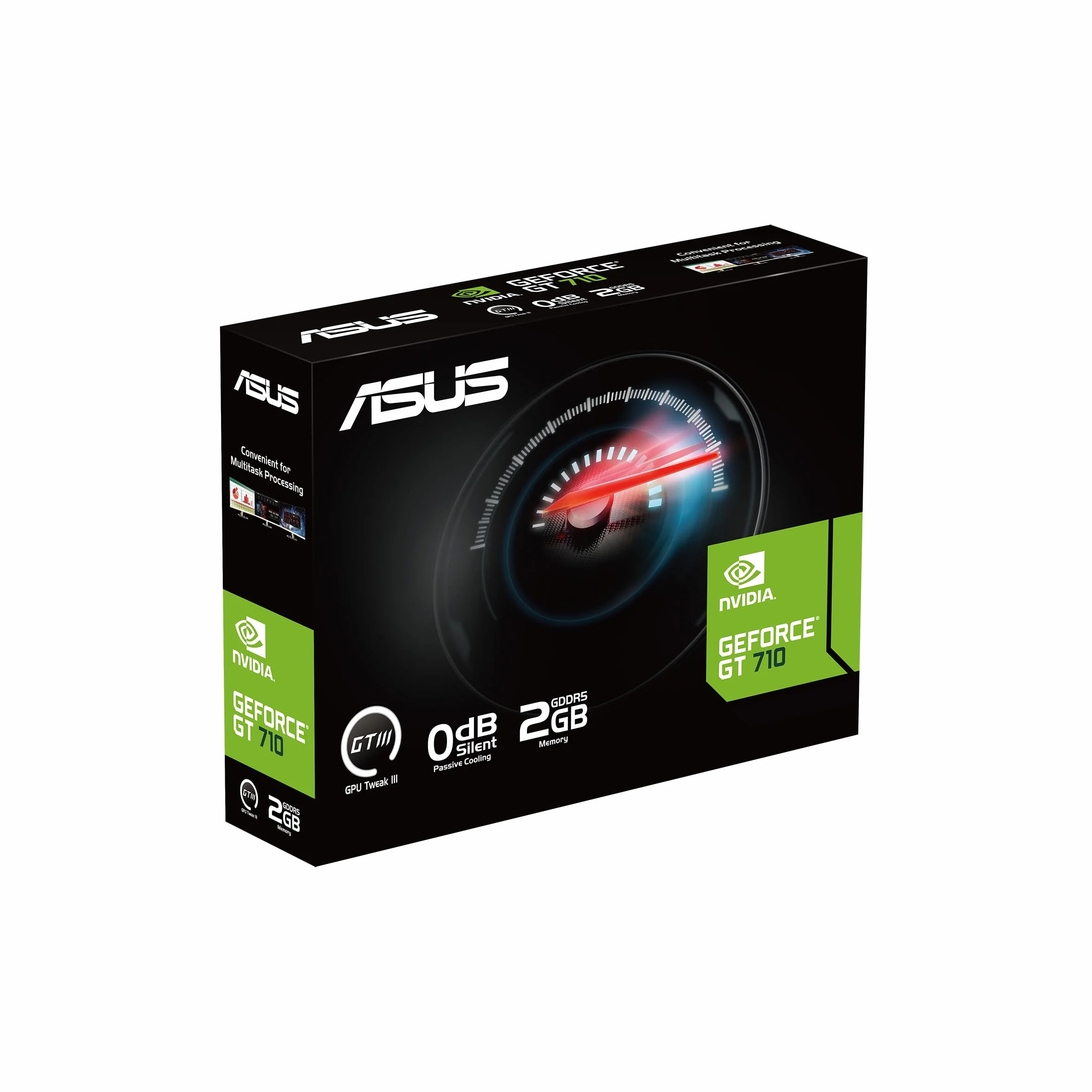ASUS NVIDIA GeForce GT 710 Scheda Video 2GB GDDR5 EVO, Nero, GT710-SL-2GD5-BRK-EVO