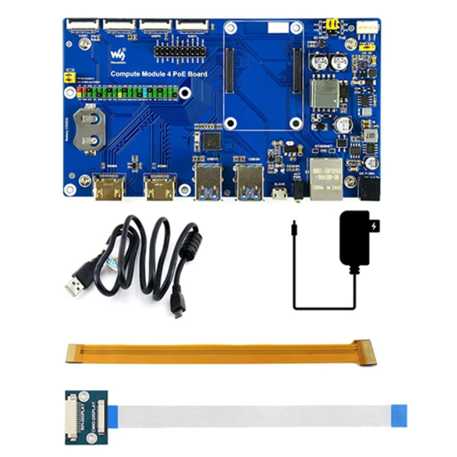 TUOPUONE Compute Module 4 Dev Kit compatibile con Raspberry Pi con scheda PoE Wave-share senza touchscreen da 7"