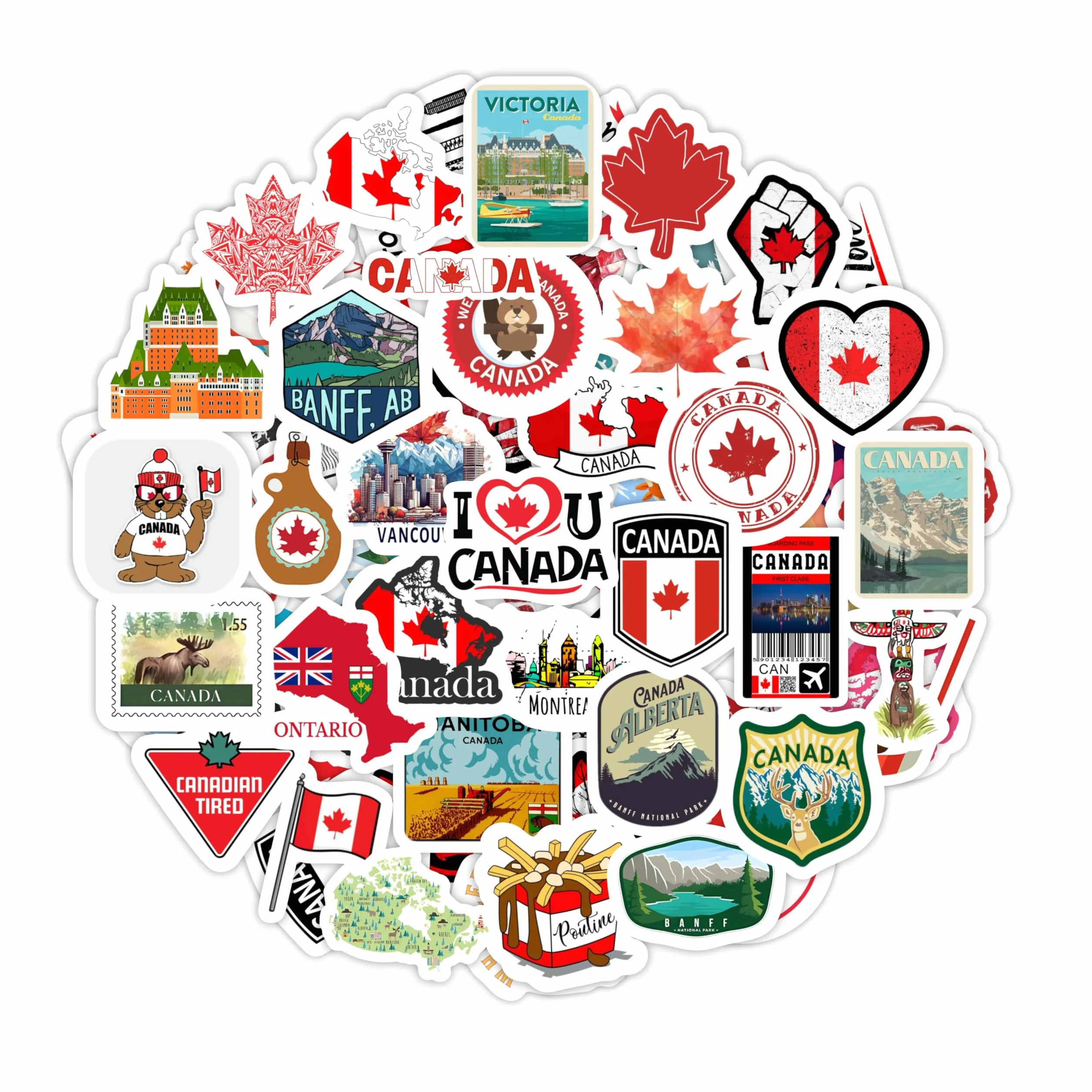Adesivi Canada per Bottiglie d'Acqua e Laptop - Favors e Decorazioni a Tema Cultura Canadese - Canada Stickers