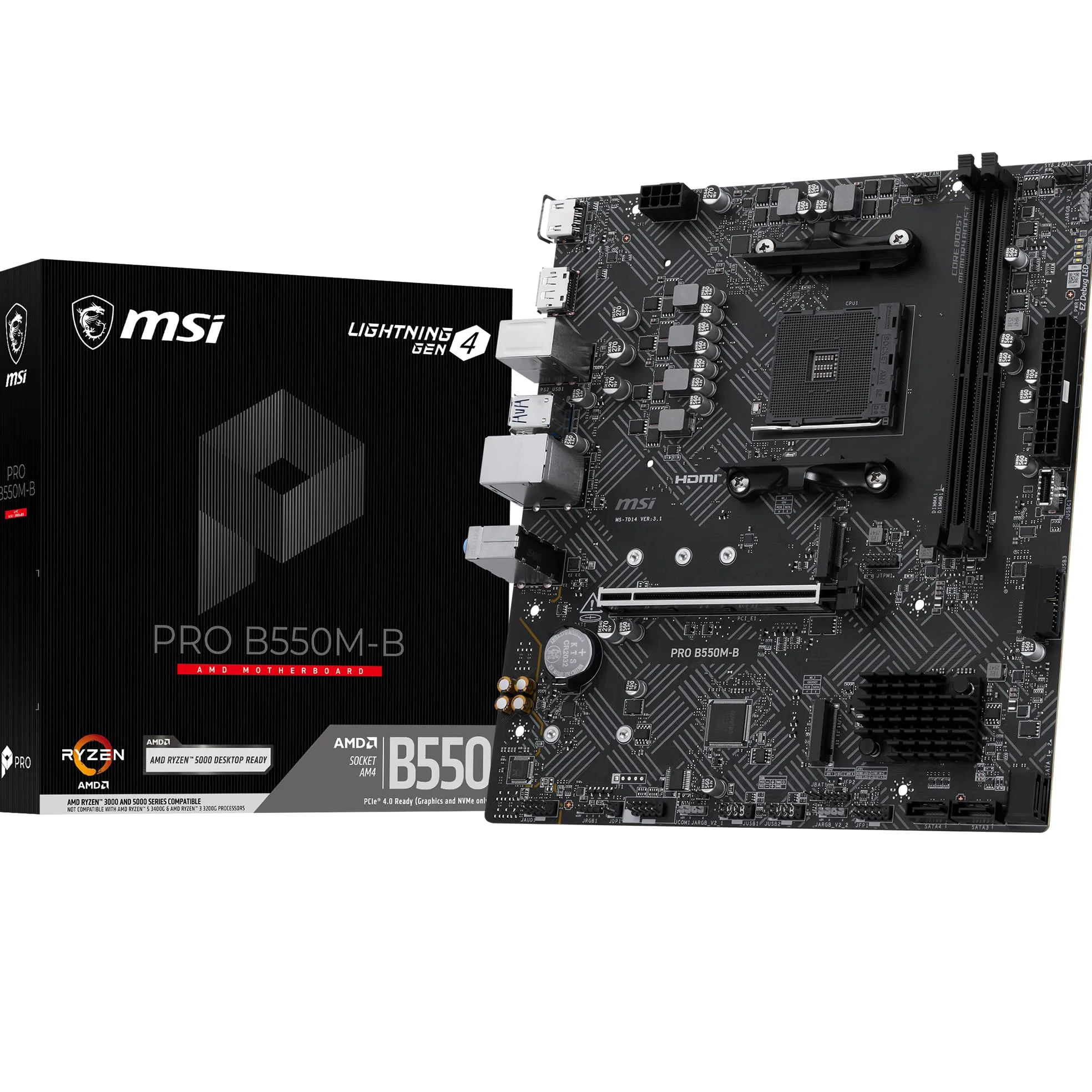 MSI PRO B550M-B - Motherboard - micro ATX - Socket AM4 - AMD B550 Chipsatz - USB-C 3.2 Gen 1, USB 3.2 Gen 1 - Gigabit LAN - Onboard-Grafik (CPU erforderlich)