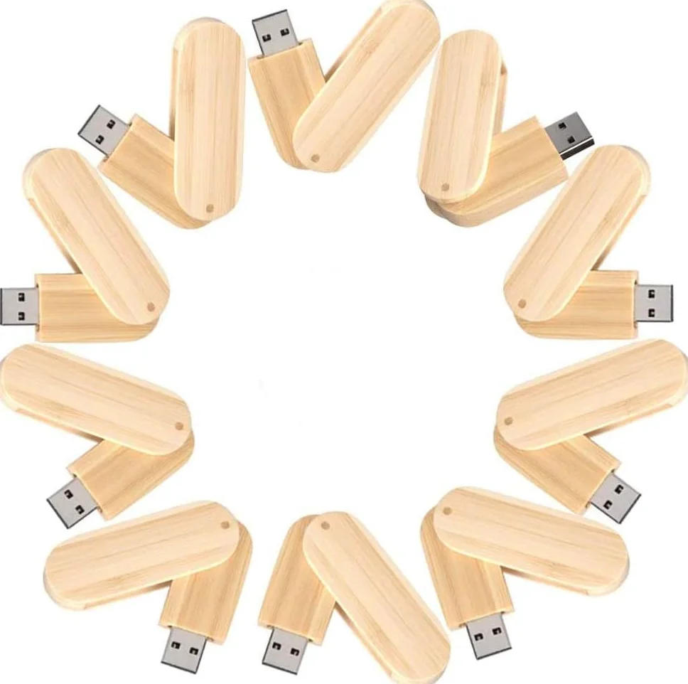A Plus+ 10 Pezzi Chiavetta USB 64GB Flash Pendrive Bambù Girevole USB Flash Drive Regalo d'affari