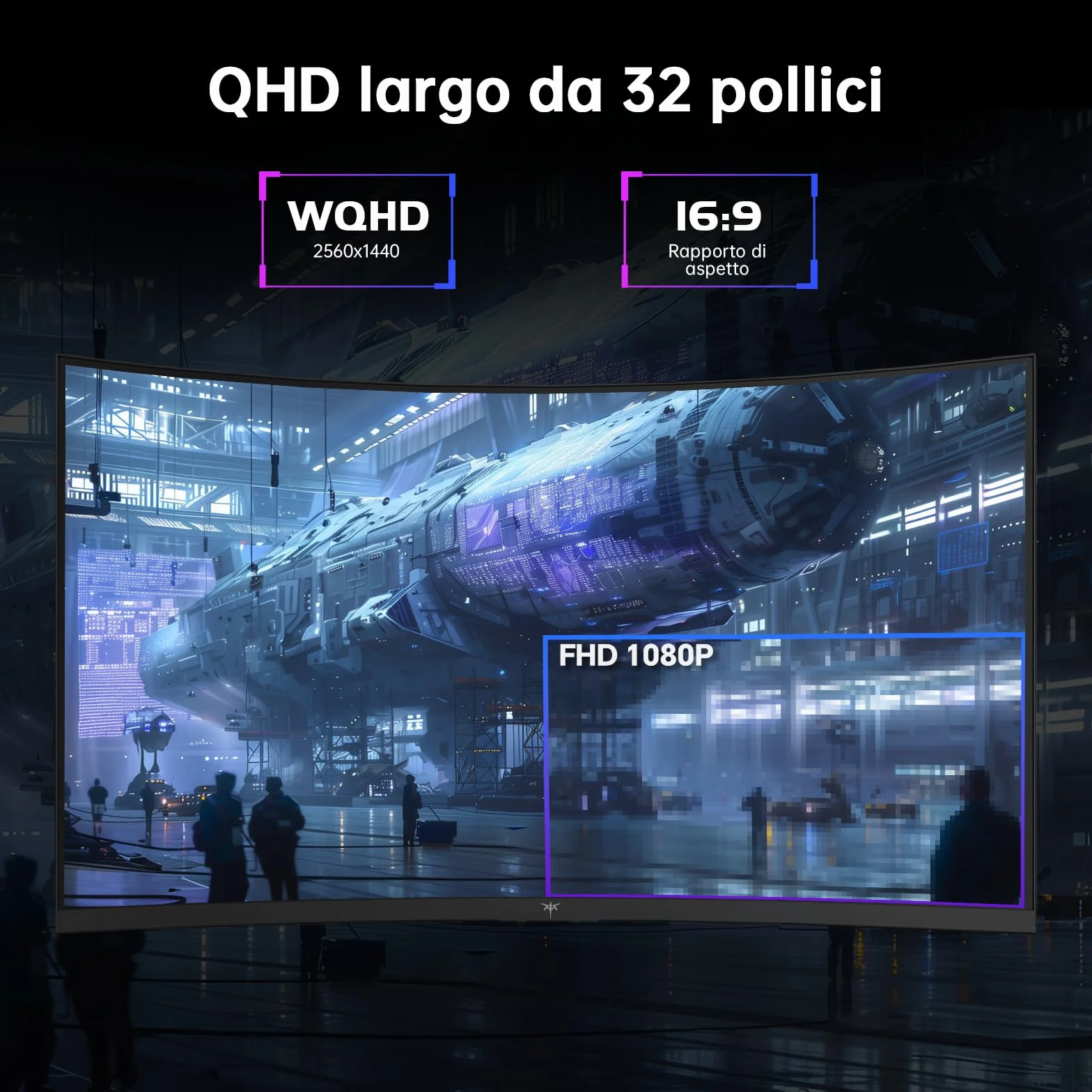 KTC Monitor Gaming Curvo 32 Pollici QHD 185Hz 1ms HVA 1500R 96% DCI-P3 HDR10 VESA 100×100mm H32S5