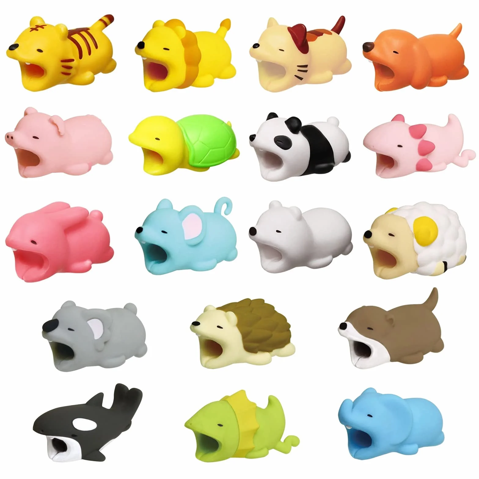 18 Pz Protege Cavo Animali Simpatici Attacco Cavo Caricabatterie Cord Saver Protezione Cavo di Ricarica USB Compatibile