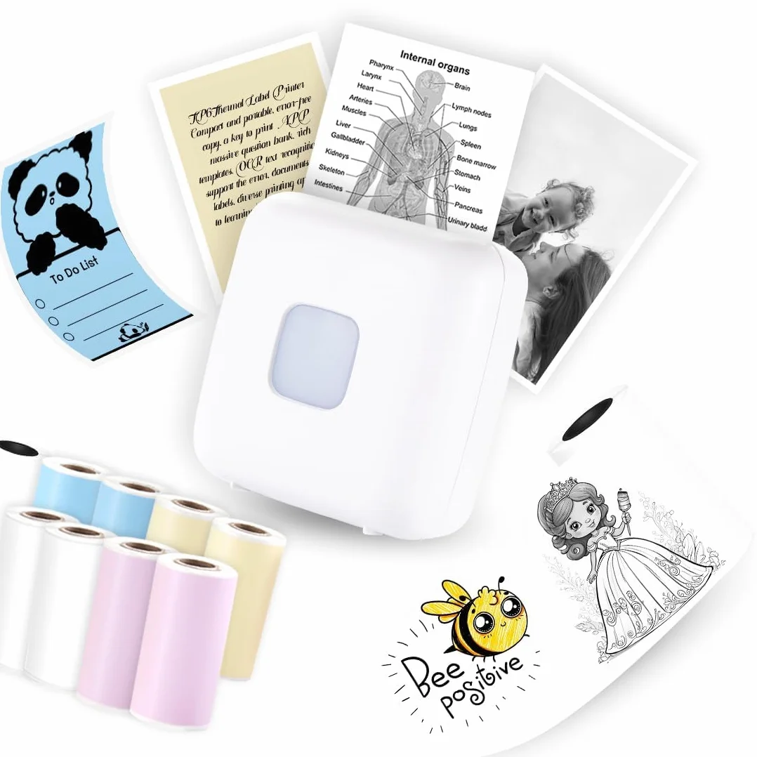 vretti Stampante tascabile 300 DPI mini termica compatibile Android iOS senza fili iPhone lista lavoro note diario viaggi