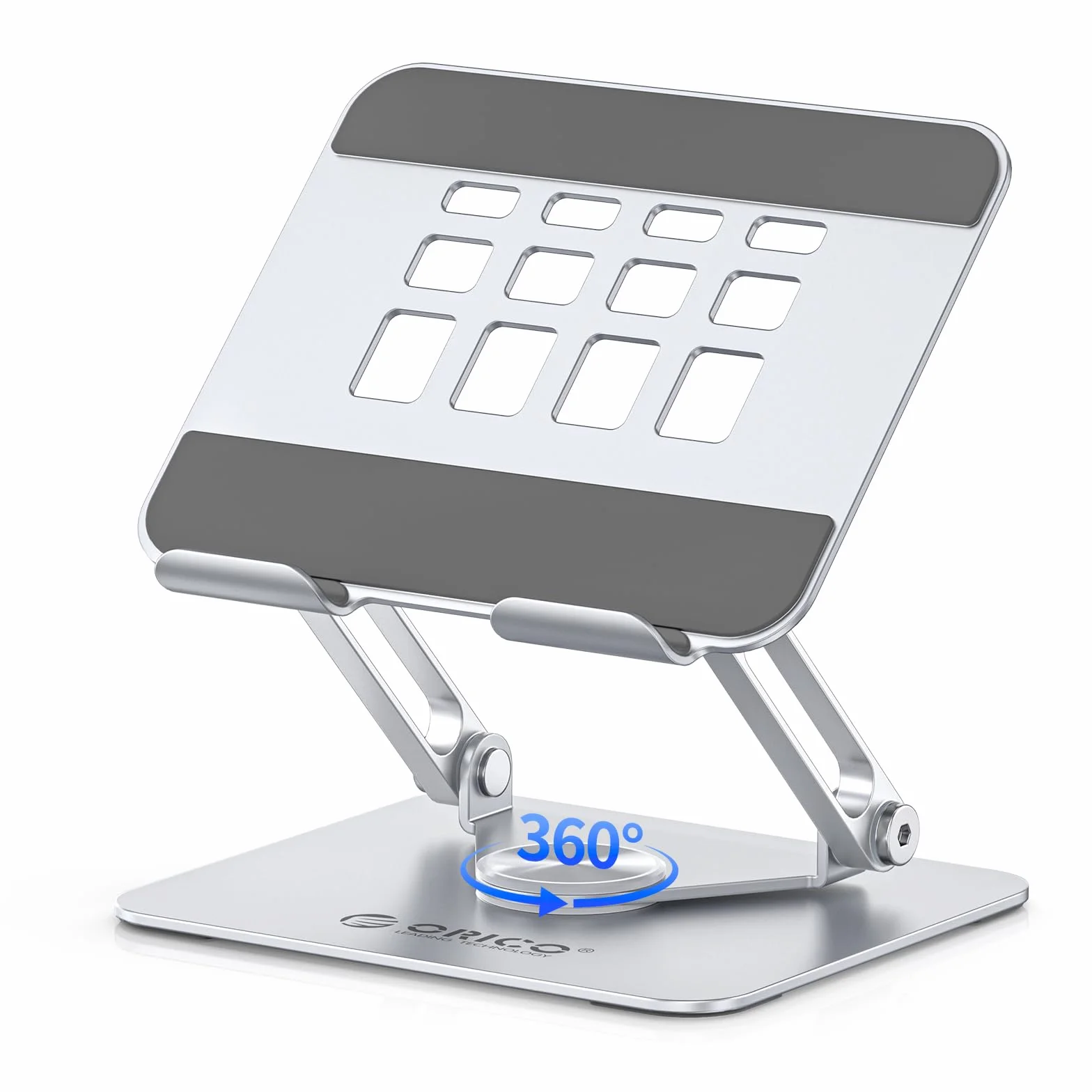 ORICO Supporto Tablet 360° Regolabile Pieghevole Ventilato per iPad Pro Air Mini Kindle Samsung Tablet 13" Argento
