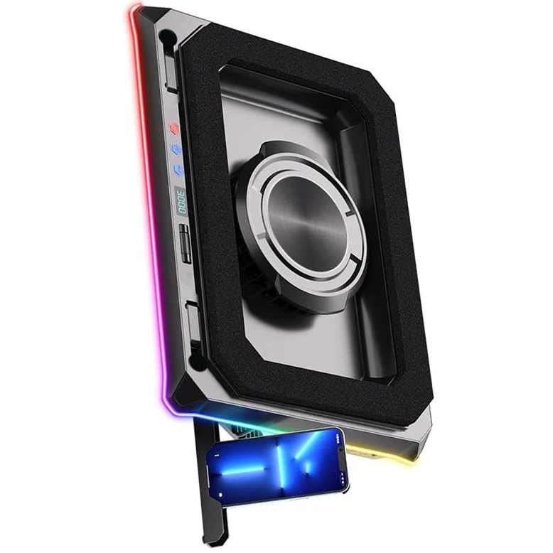 Supporto per Laptop Ventilato RGB con Angolo Regolabile e Hub USB per Gaming su Notebook fino a 21 Pollici(A8)